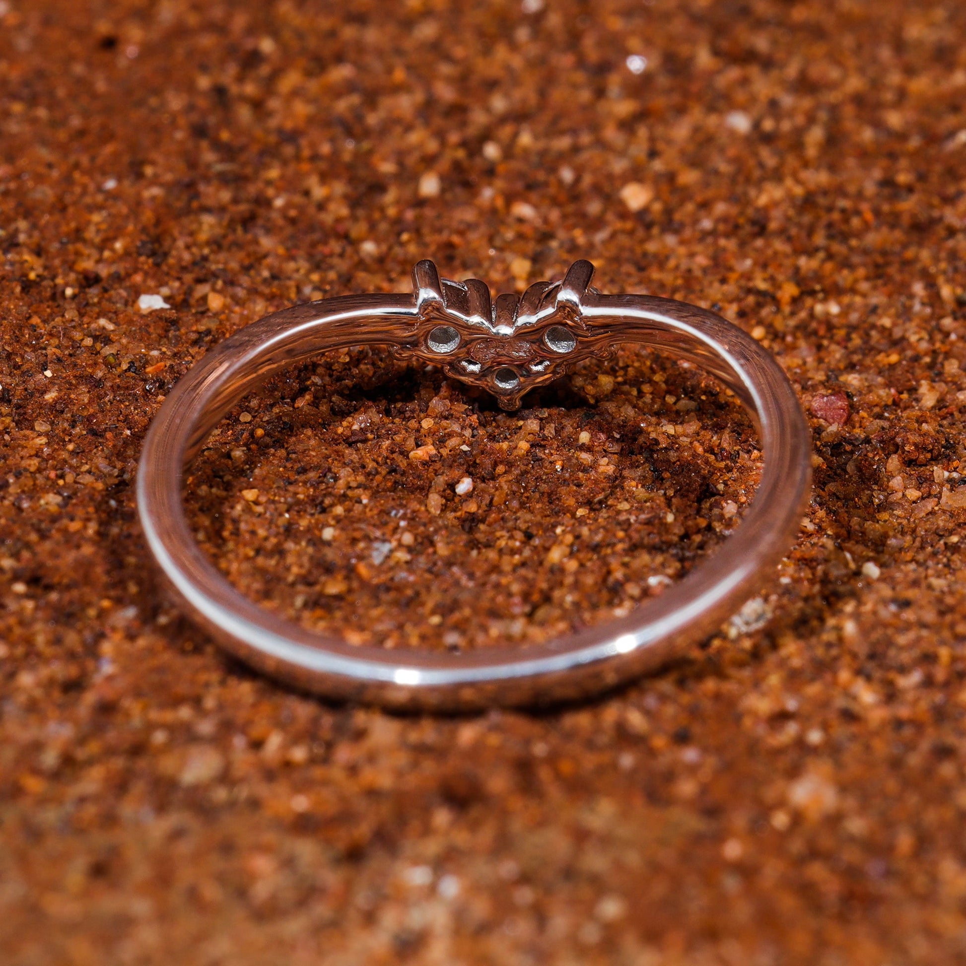 Three Stone Moissanite Set V-Shape Matching Wedding Band