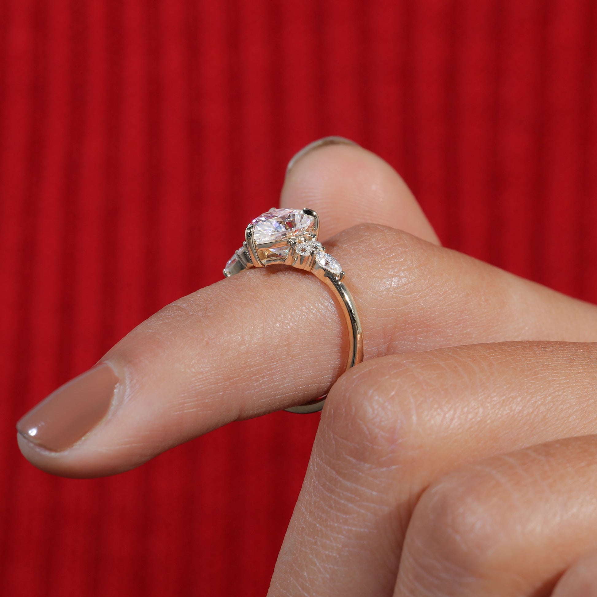 Teardrop Pear Cut Moissanite Dainty Engagement Ring