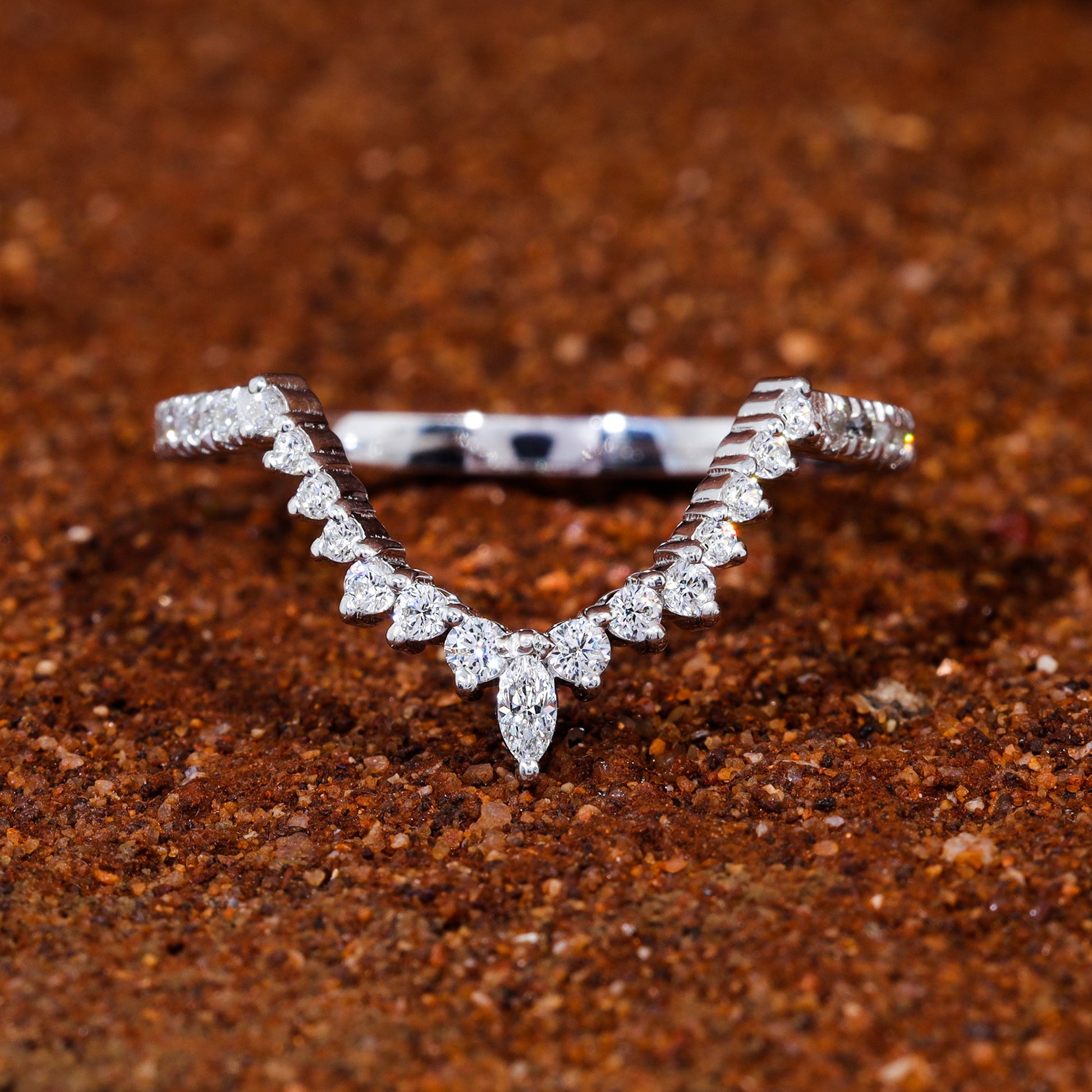 Moissanite Set Curved Matching Wedding Band