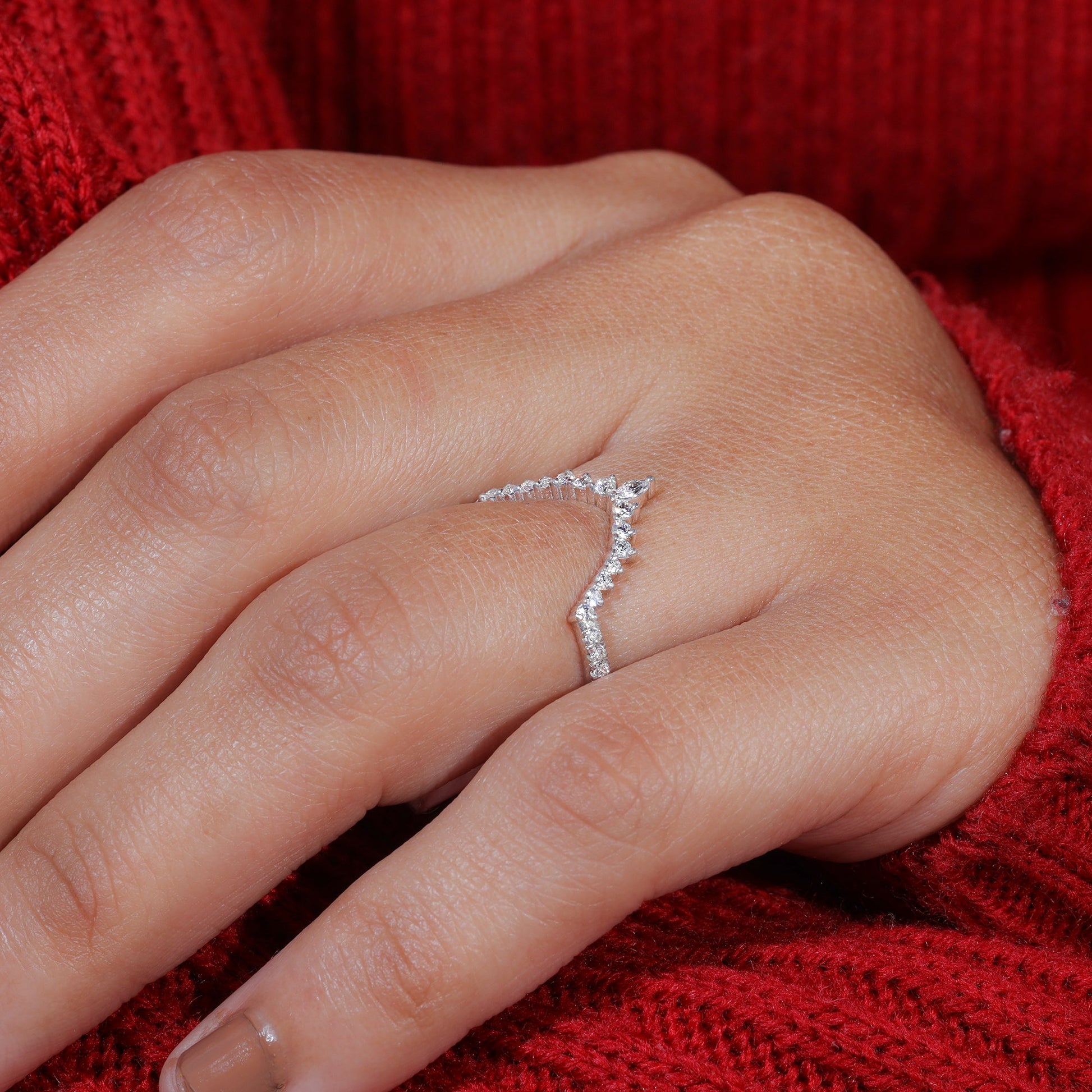 Moissanite Set Curved Matching Wedding Band