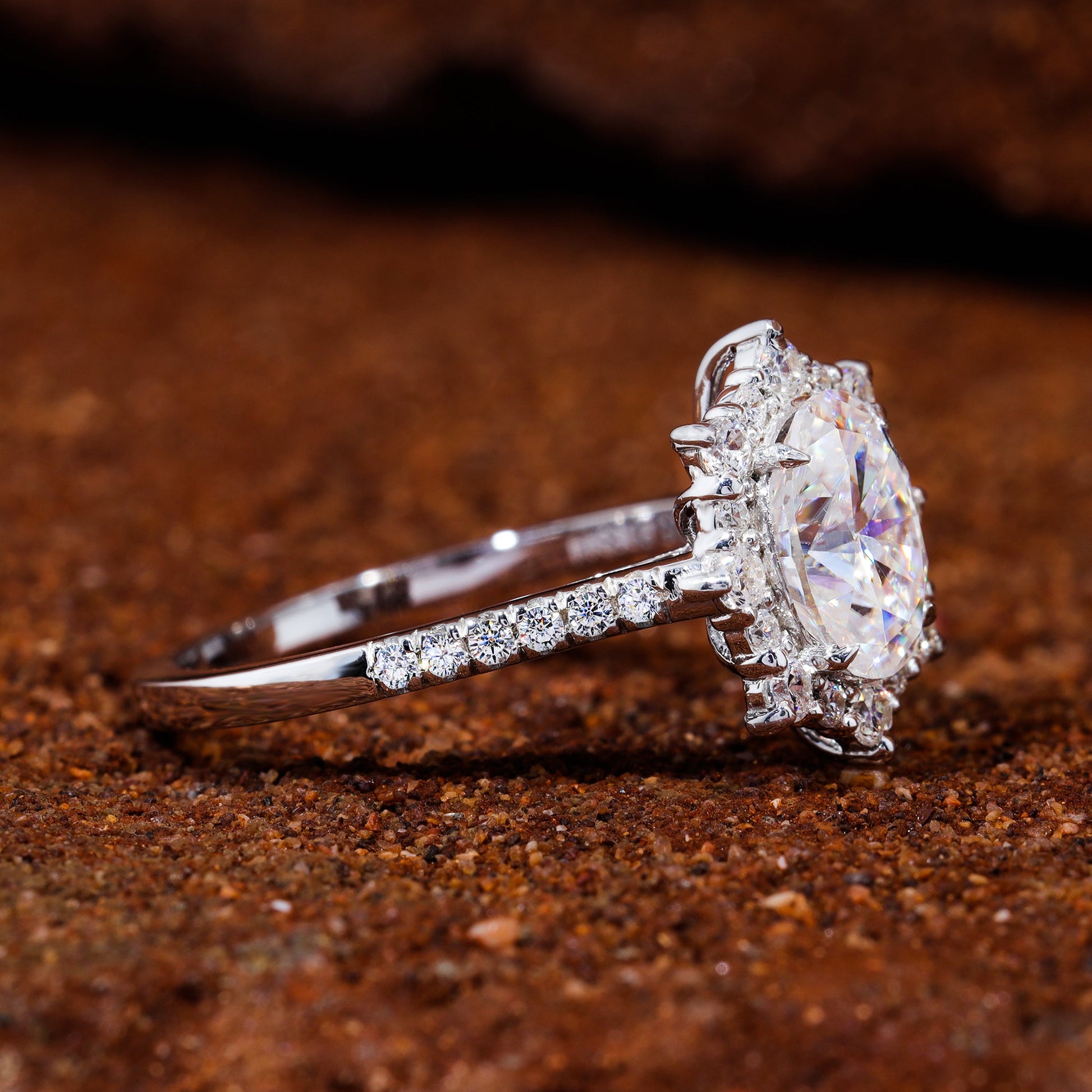 Oval Moissanite Vintage Bridal Engagement Ring