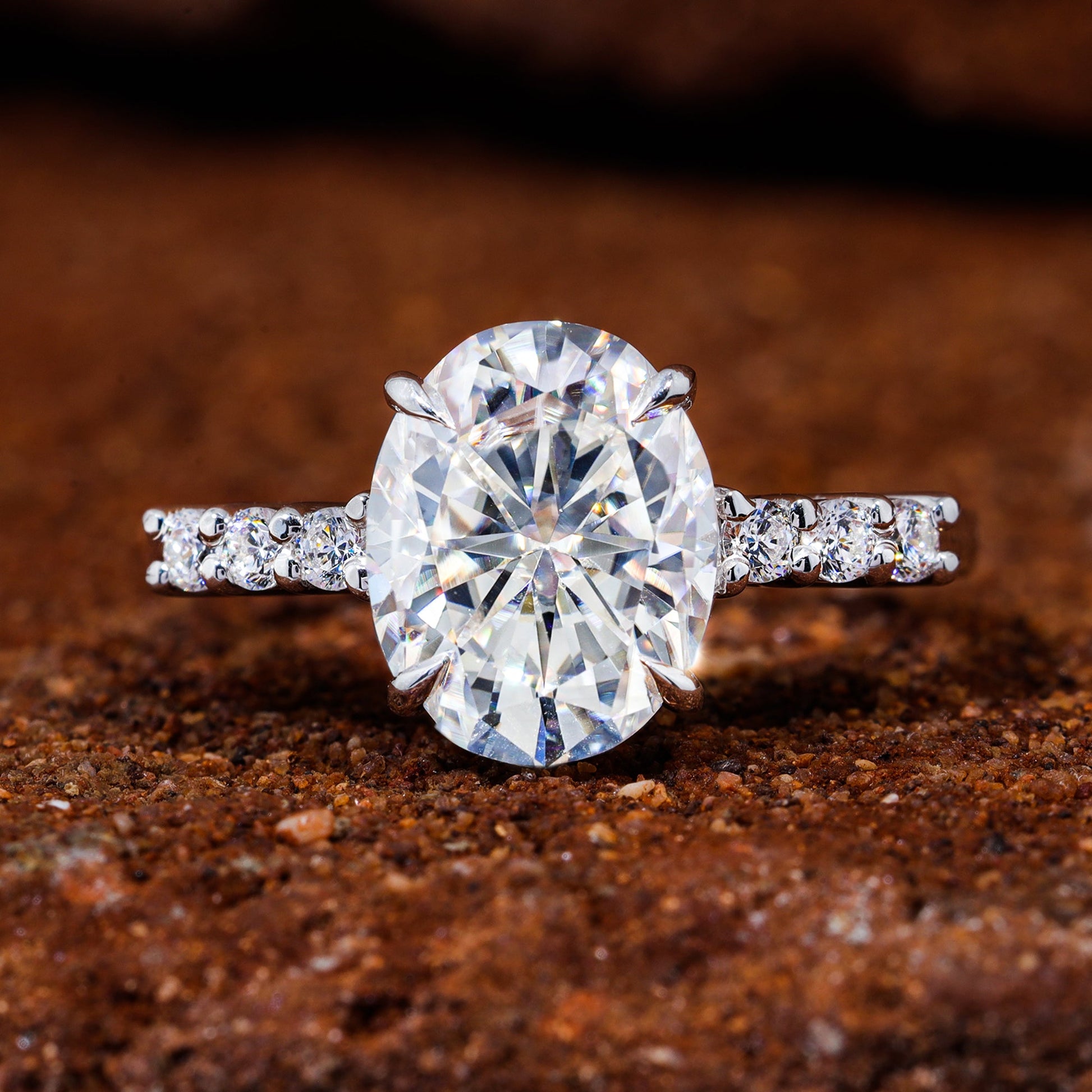 Oval Shape Moissanite Engagement Ring