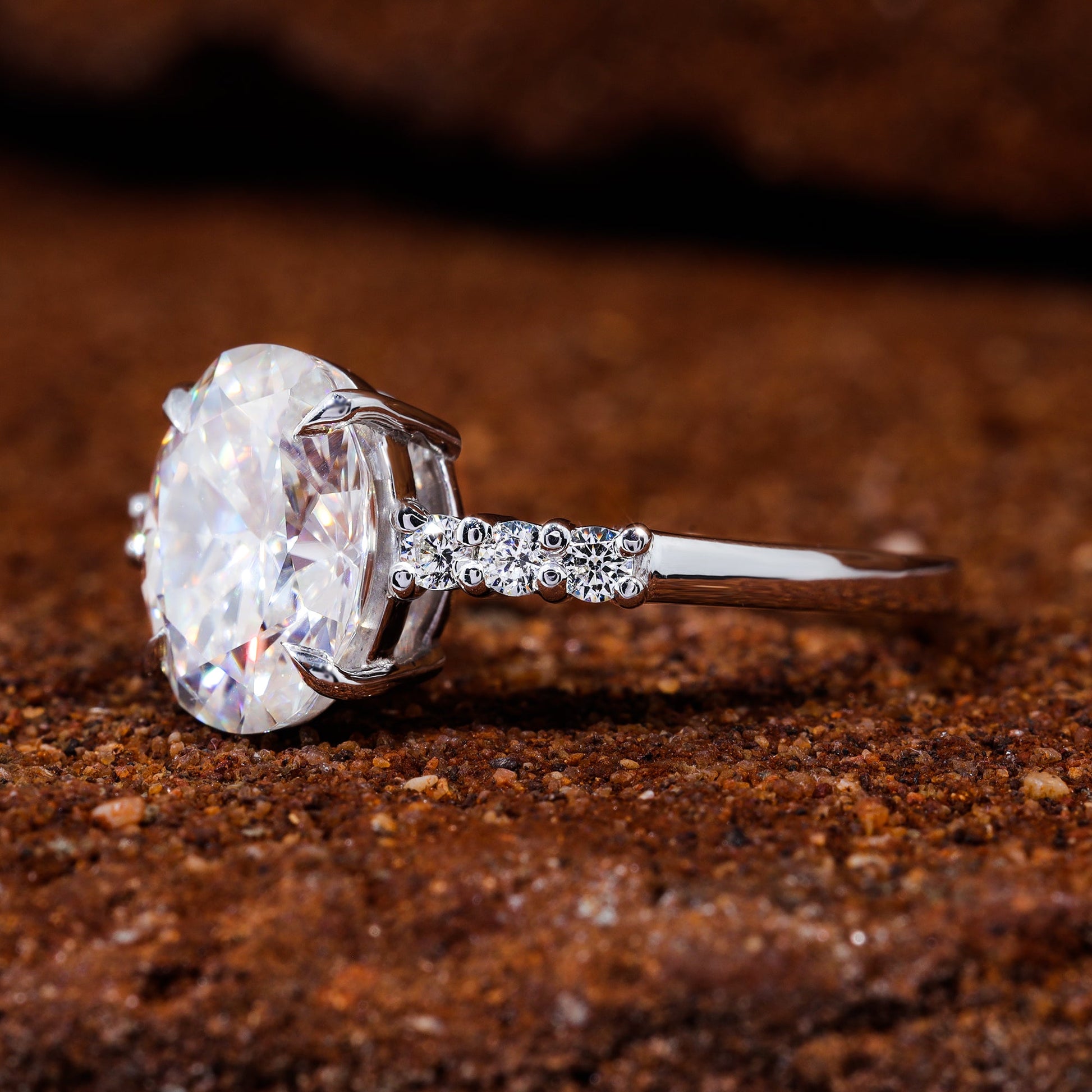 Oval Shape Moissanite Engagement Ring