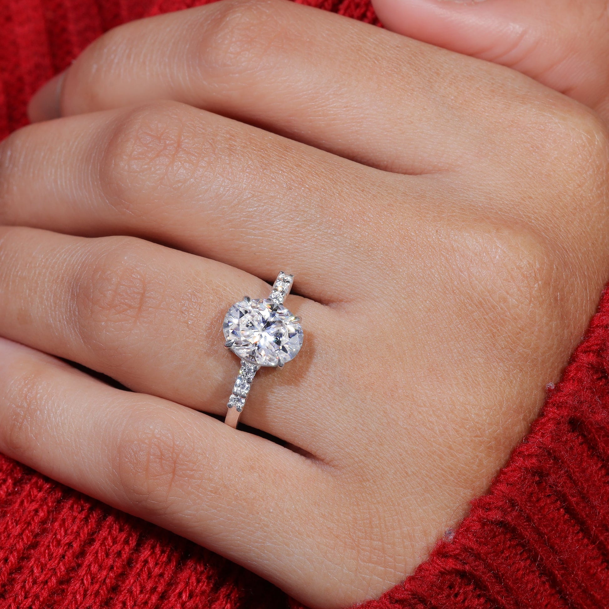 Oval Shape Moissanite Engagement Ring