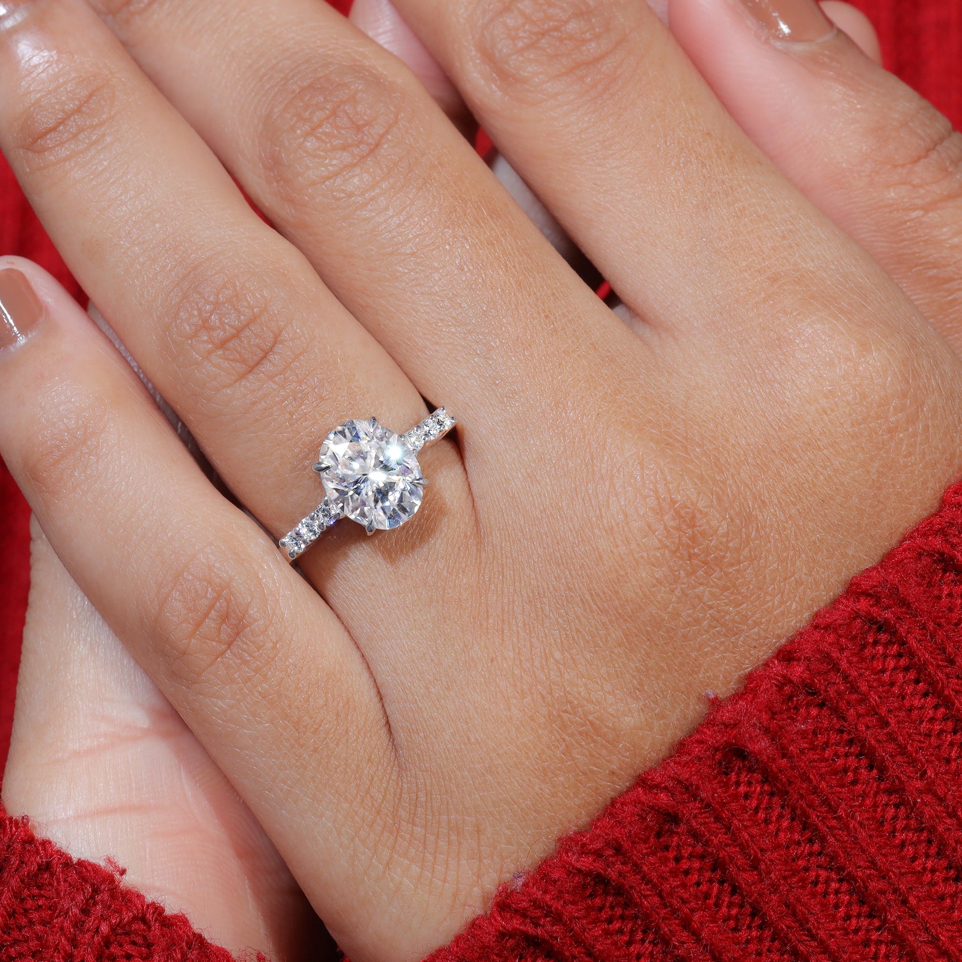 Oval Shape Moissanite Engagement Ring
