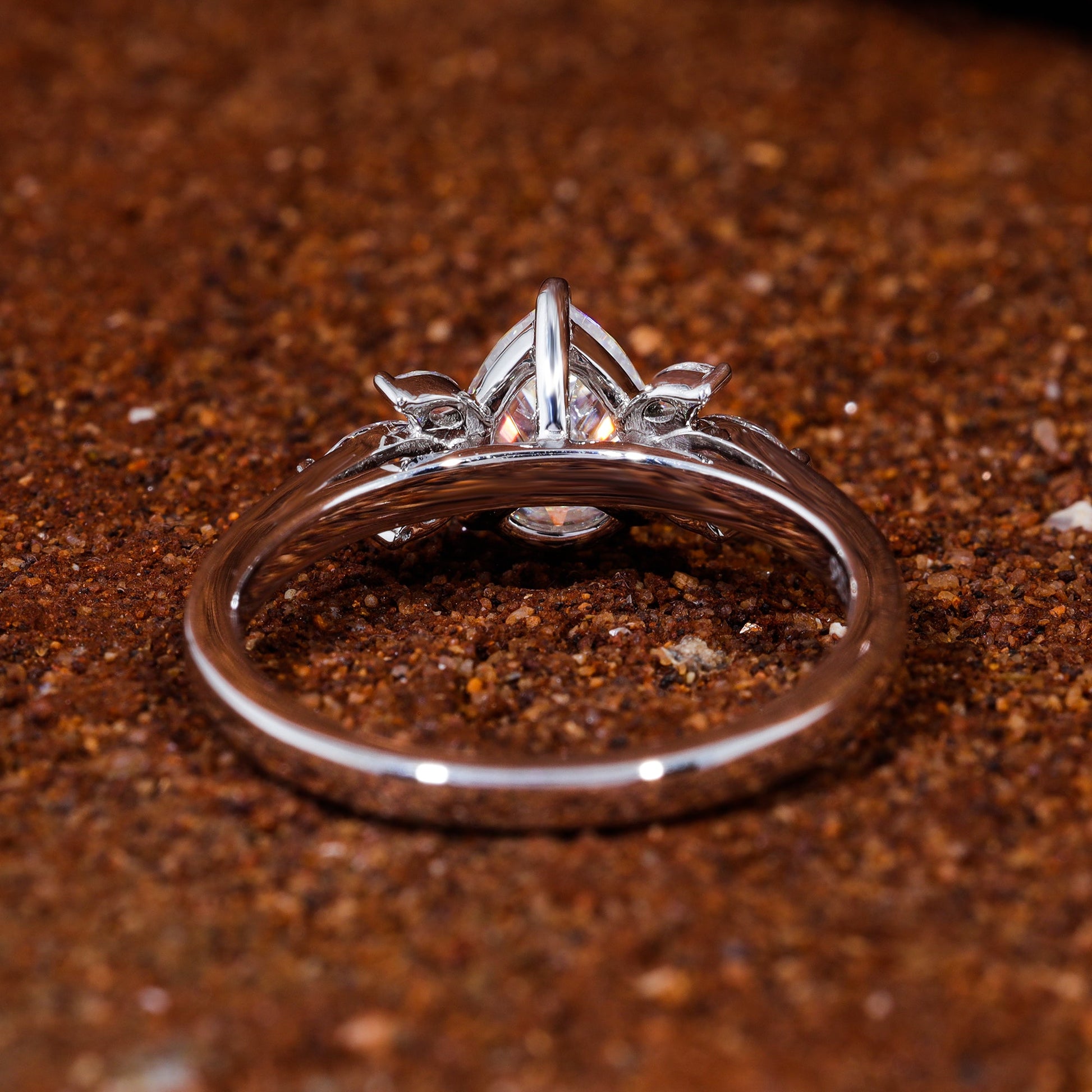 Pear Shape Moissanite Diamond Engagement Ring