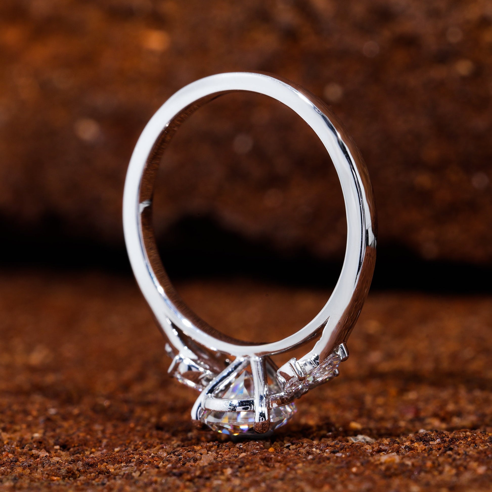Pear Shape Moissanite Diamond Engagement Ring