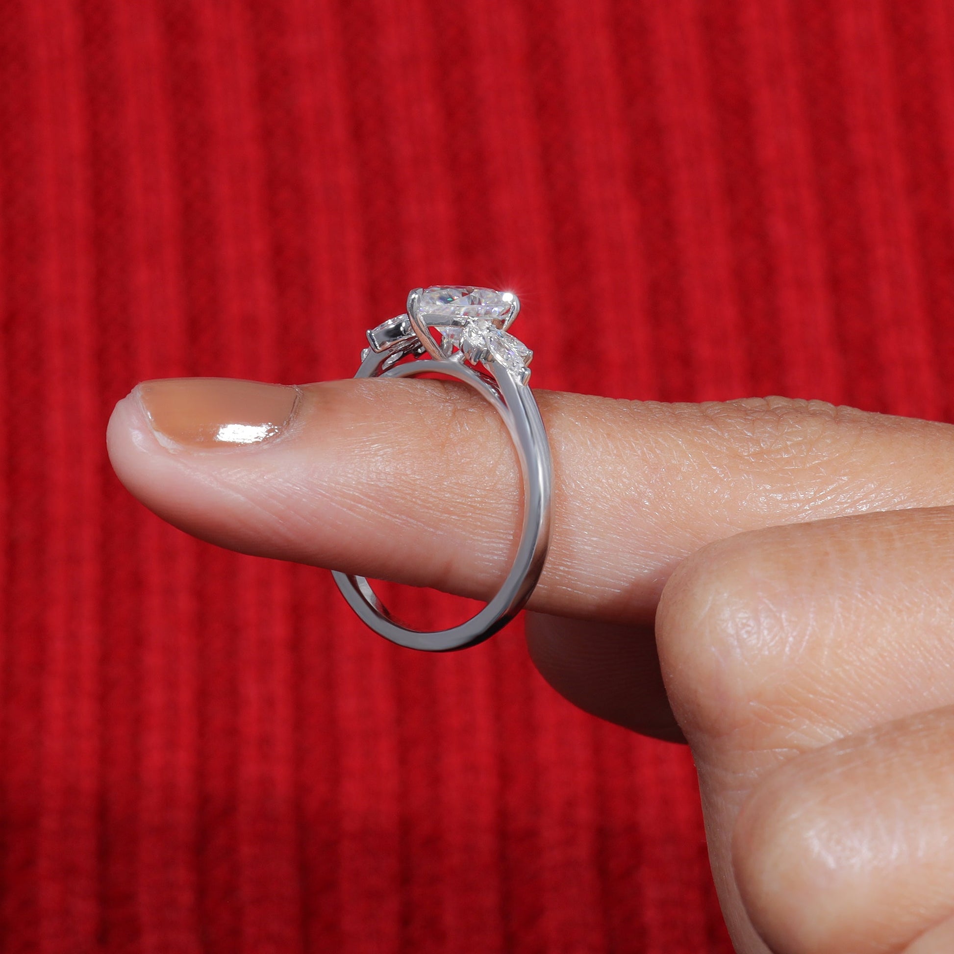 Pear Shape Moissanite Diamond Engagement Ring