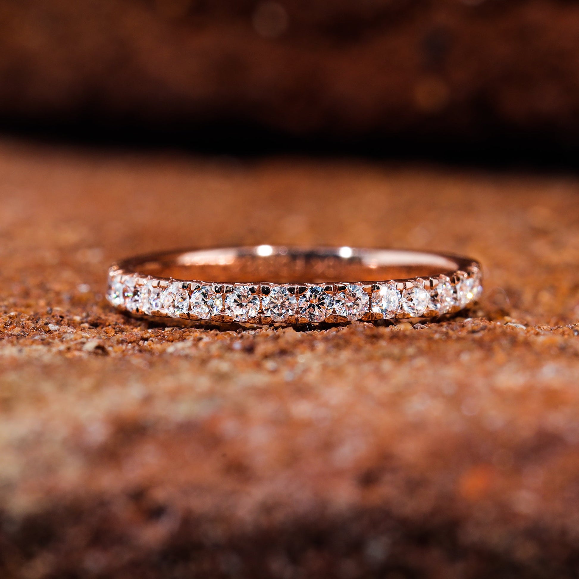 Round Cut Moissanite Half Eternity Wedding Band