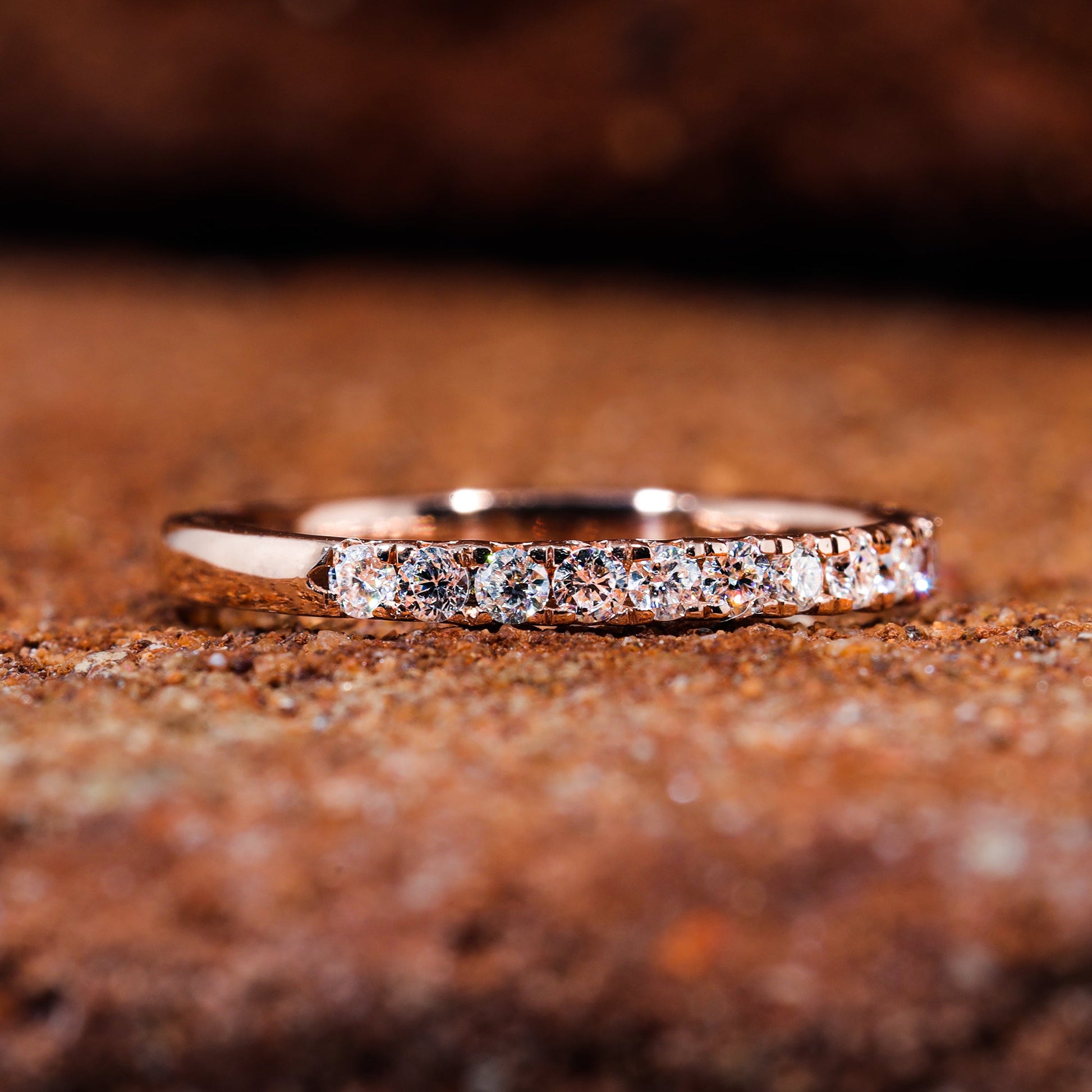 Round Cut Moissanite Half Eternity Wedding Band