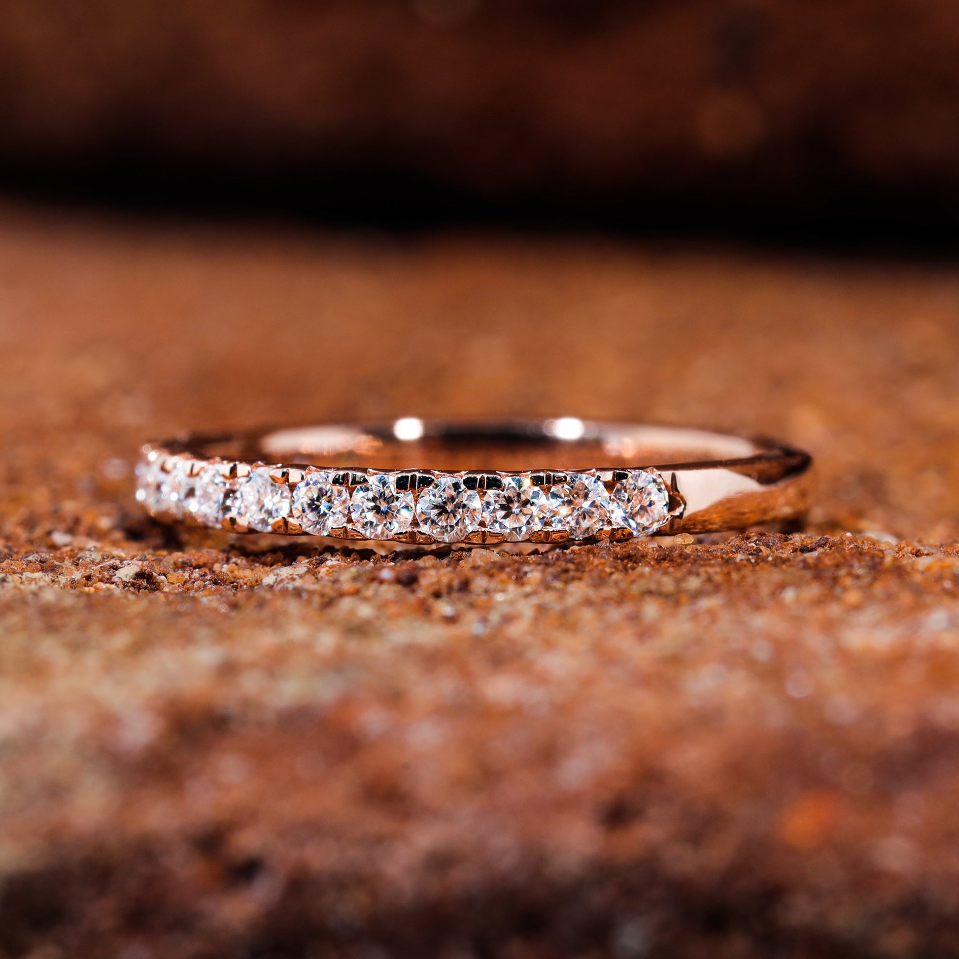 Round Cut Moissanite Half Eternity Wedding Band
