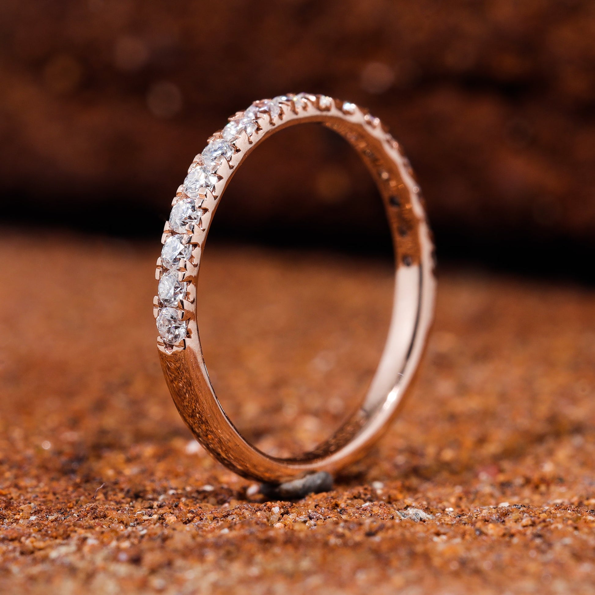 Round Cut Moissanite Half Eternity Wedding Band