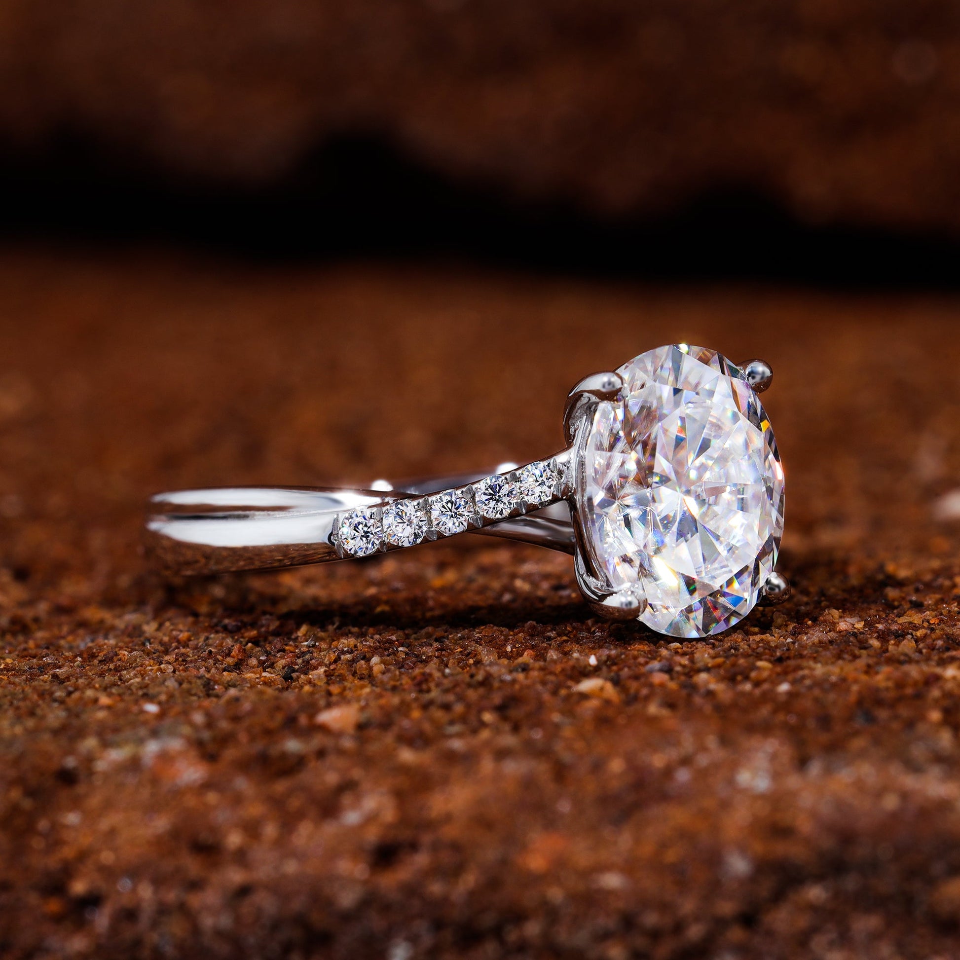 Oval Cut Moissanite Infinity Engagement Ring