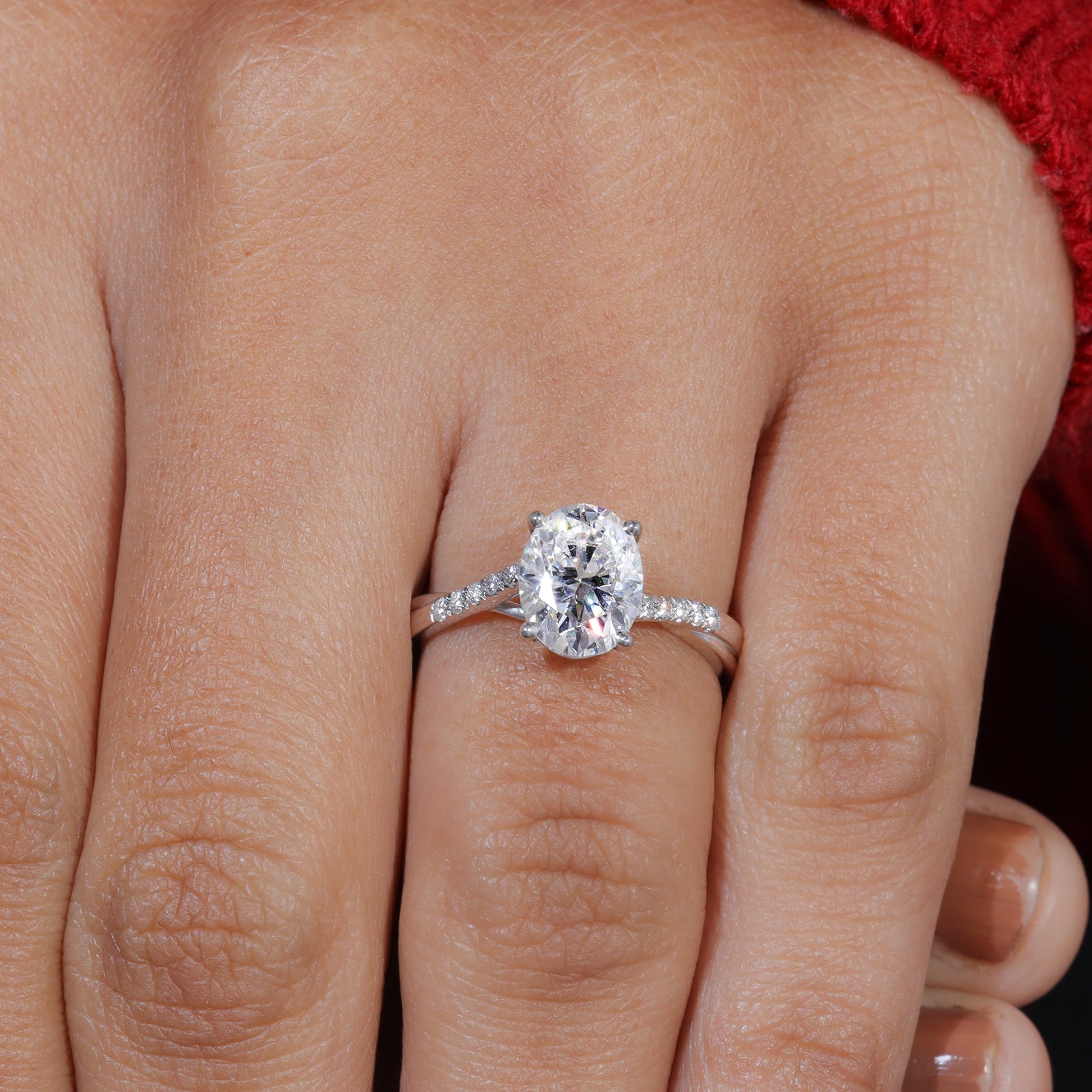 Oval Cut Moissanite Infinity Engagement Ring