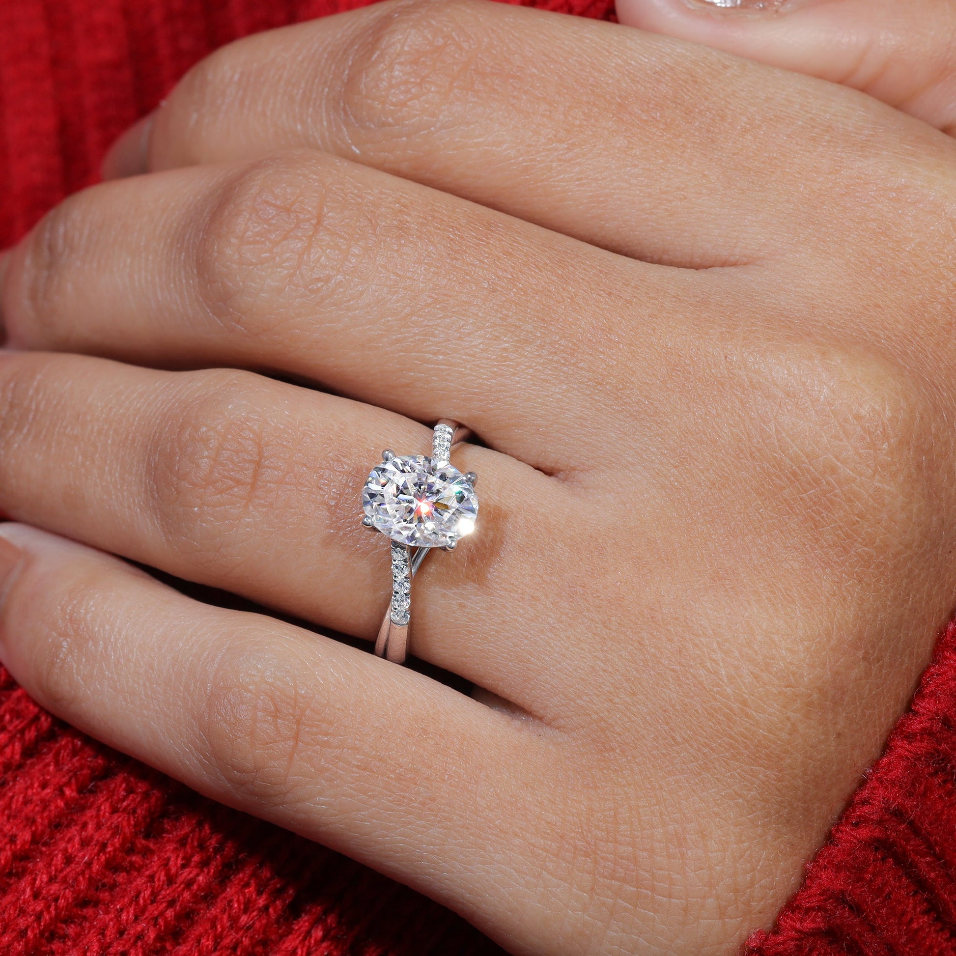 Oval Cut Moissanite Infinity Engagement Ring