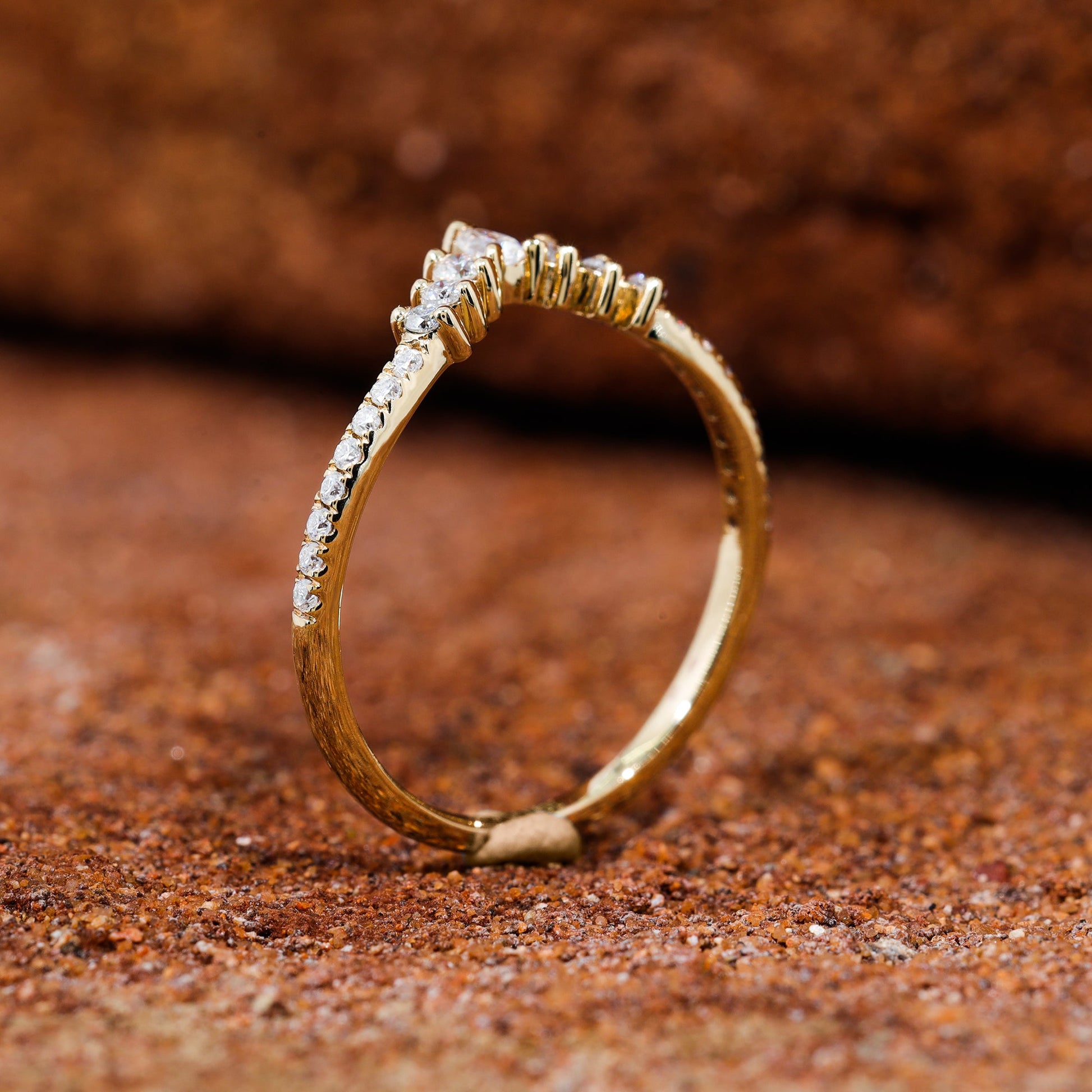 Pear & Round Cut Moissanite V Shape Wedding Band