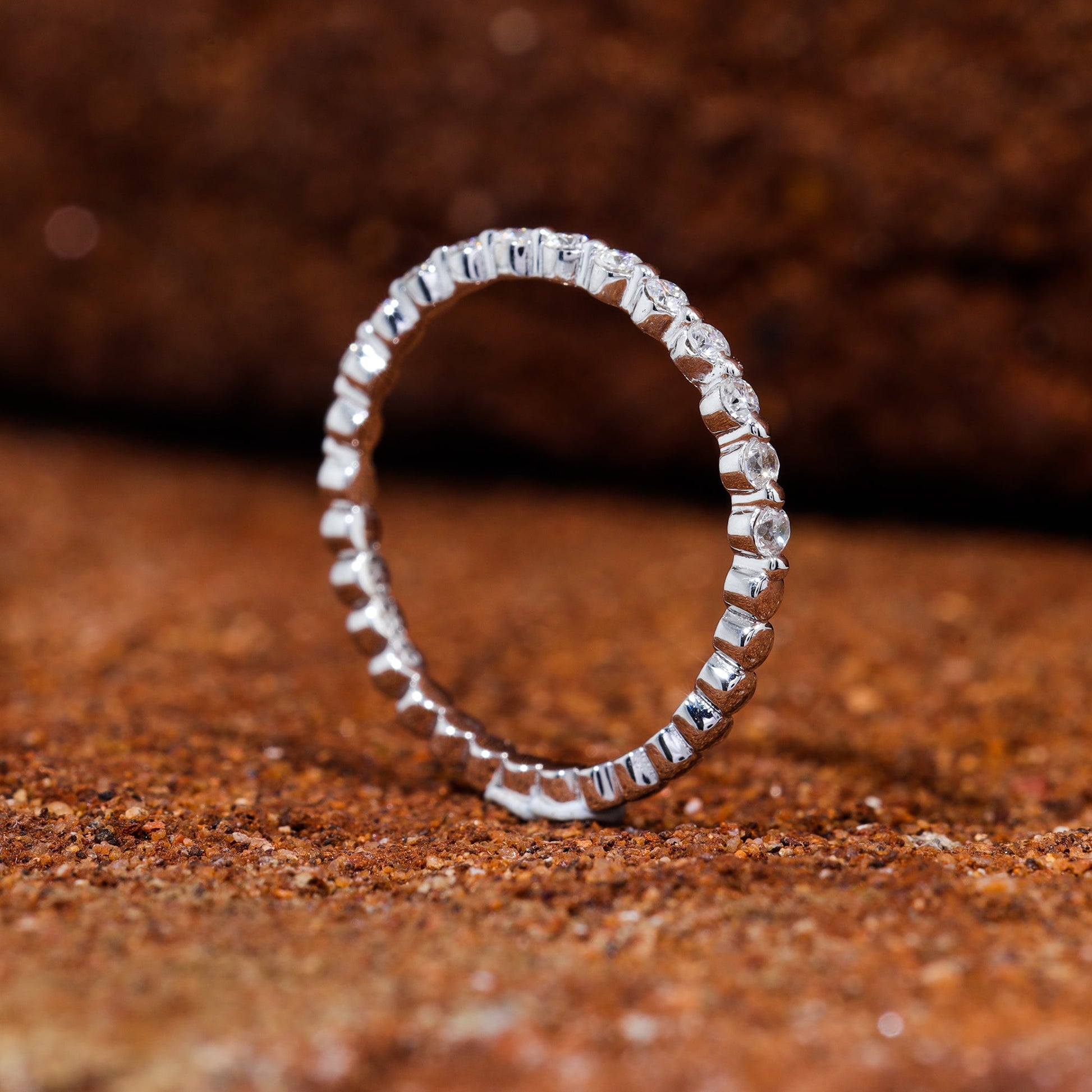 Round Cut Moissanite Shared Prong Set Wedding Band