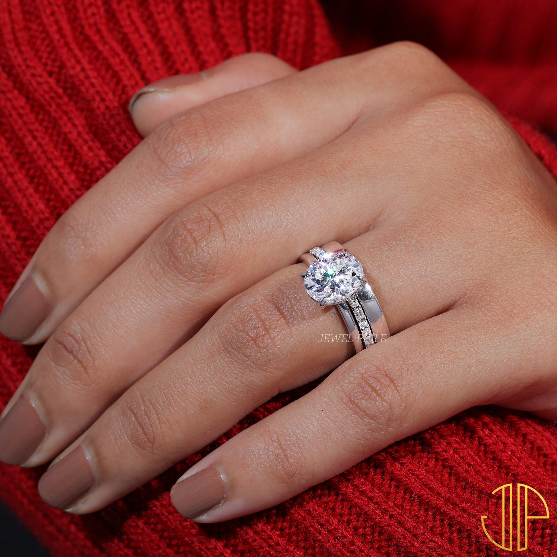 Oval Cut Moissanite Bridal Set Engagement Ring
