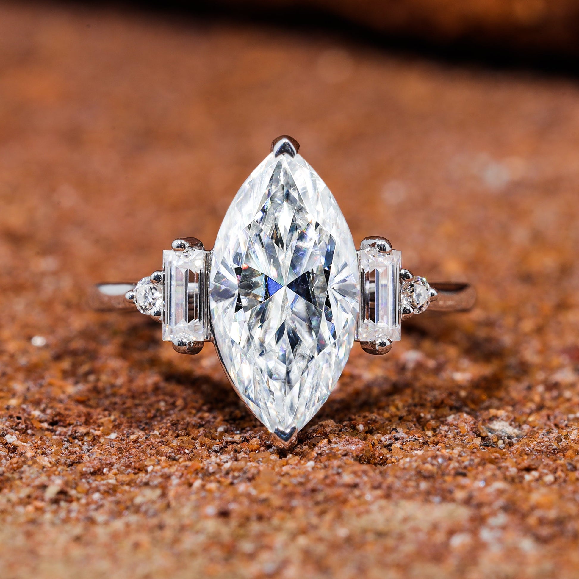 Marquise Cut Moissanite Engagement Ring