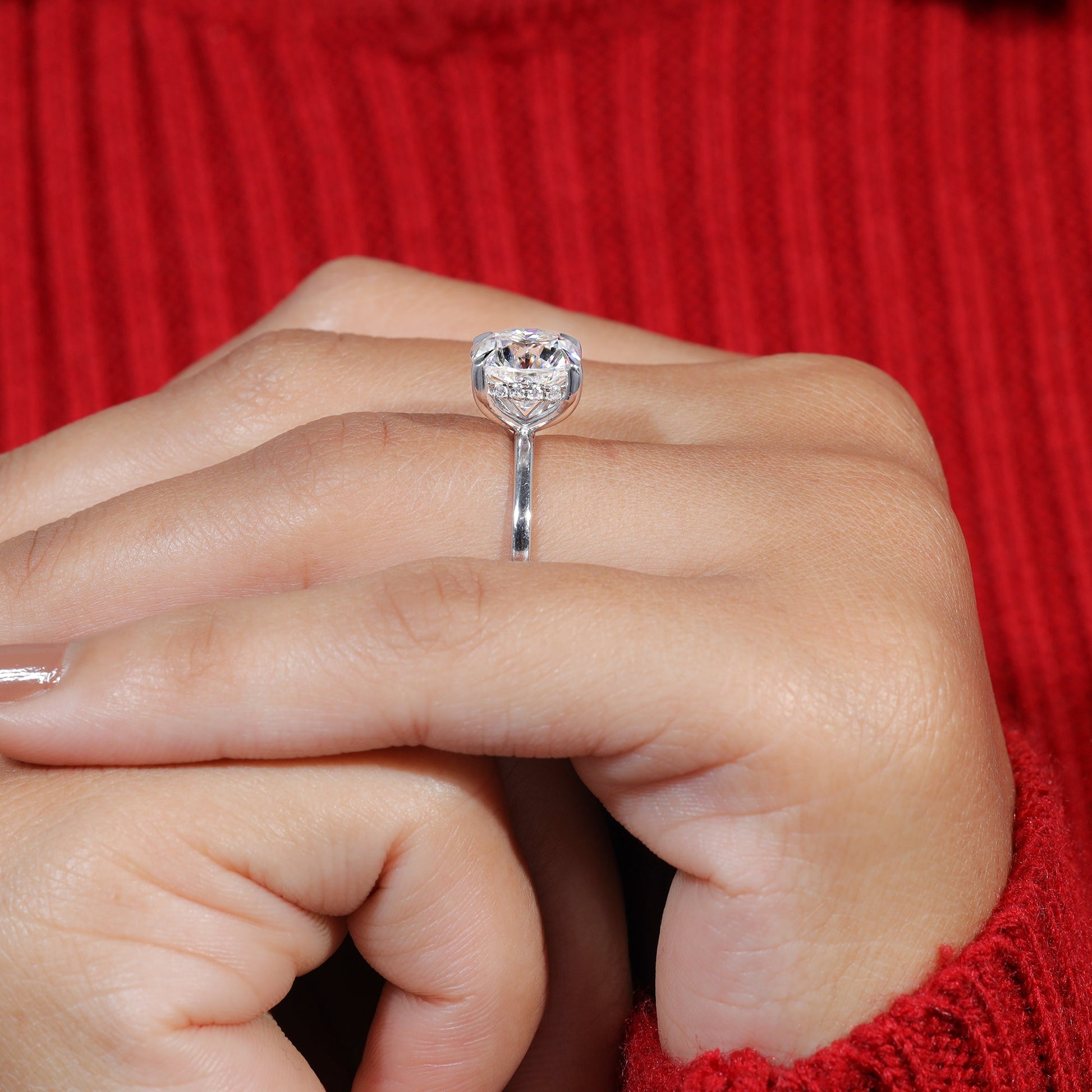 Solitaire Cushion Cut Moissanite Engagement Ring