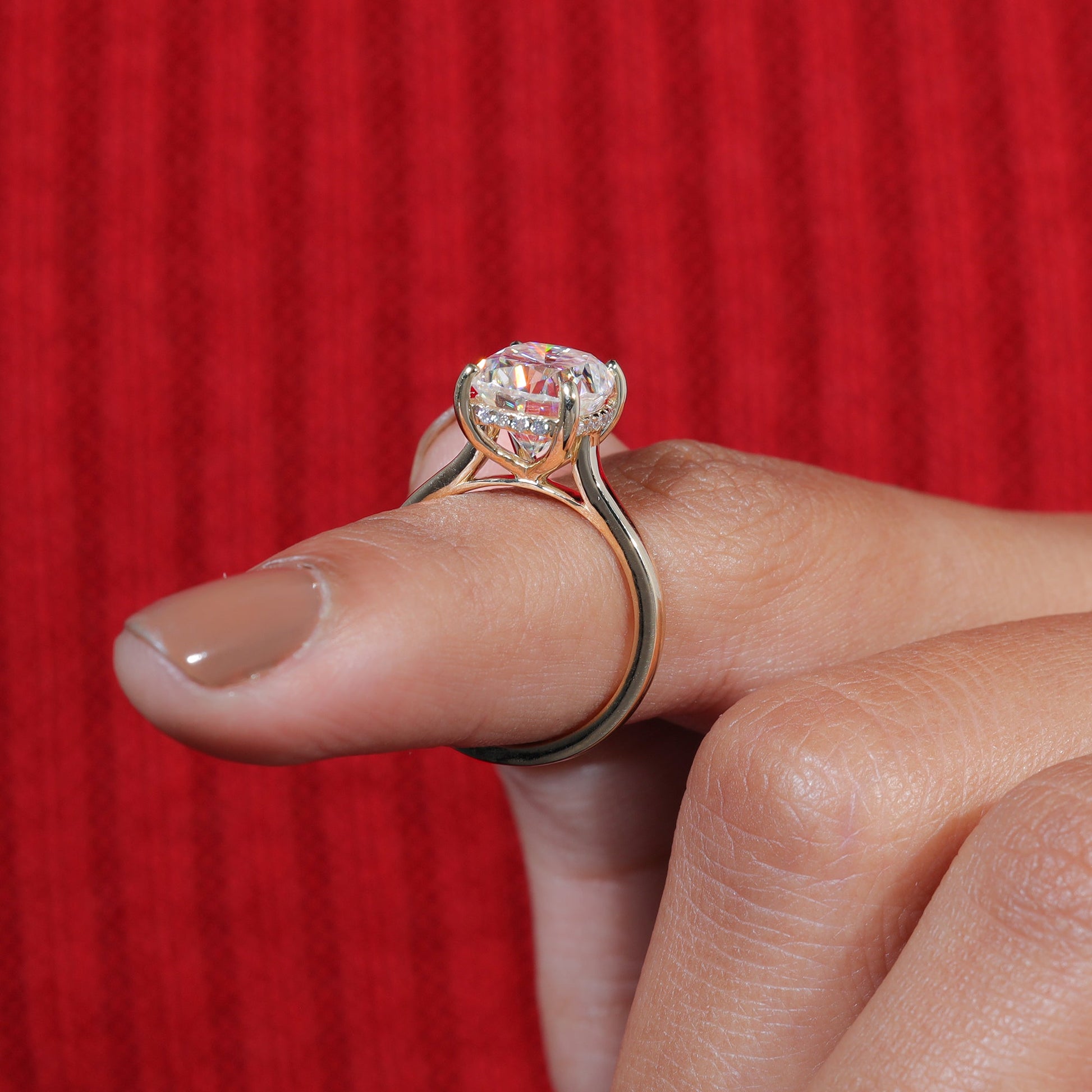 Elongated Cushion Cut Moissanite Dainty Engagement Ring