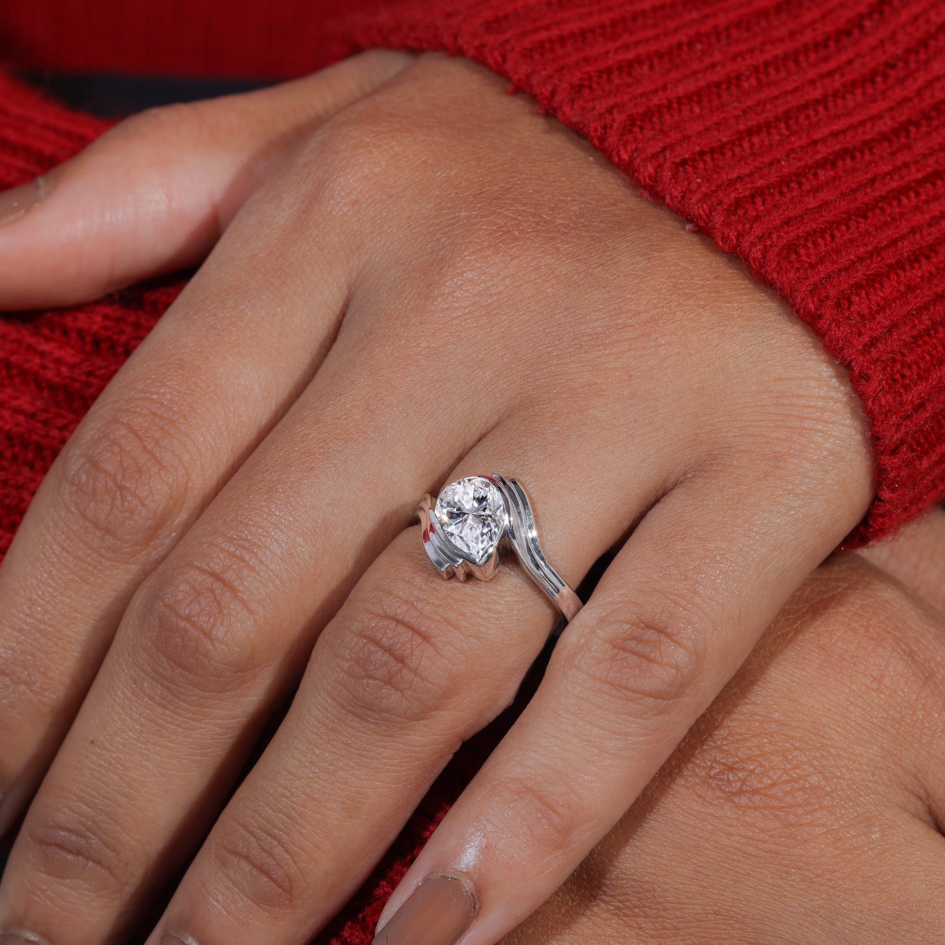 Pear Cut Moissanite Engagement Ring