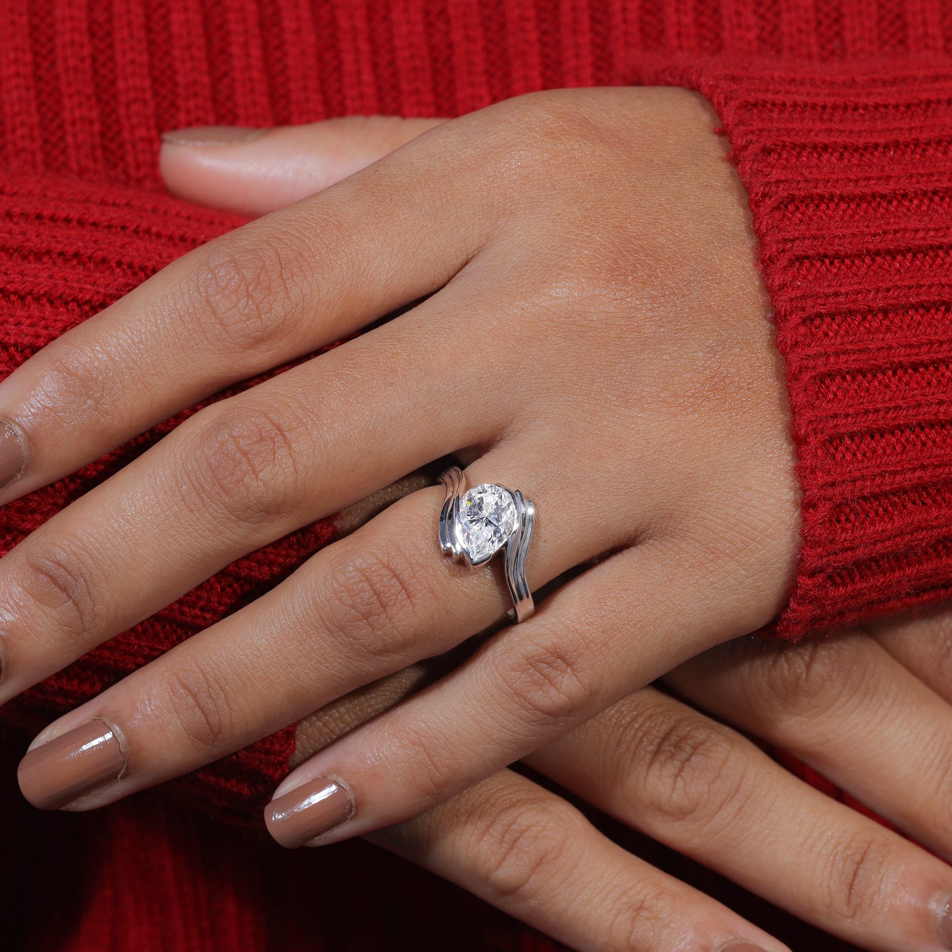 Pear Cut Moissanite Engagement Ring