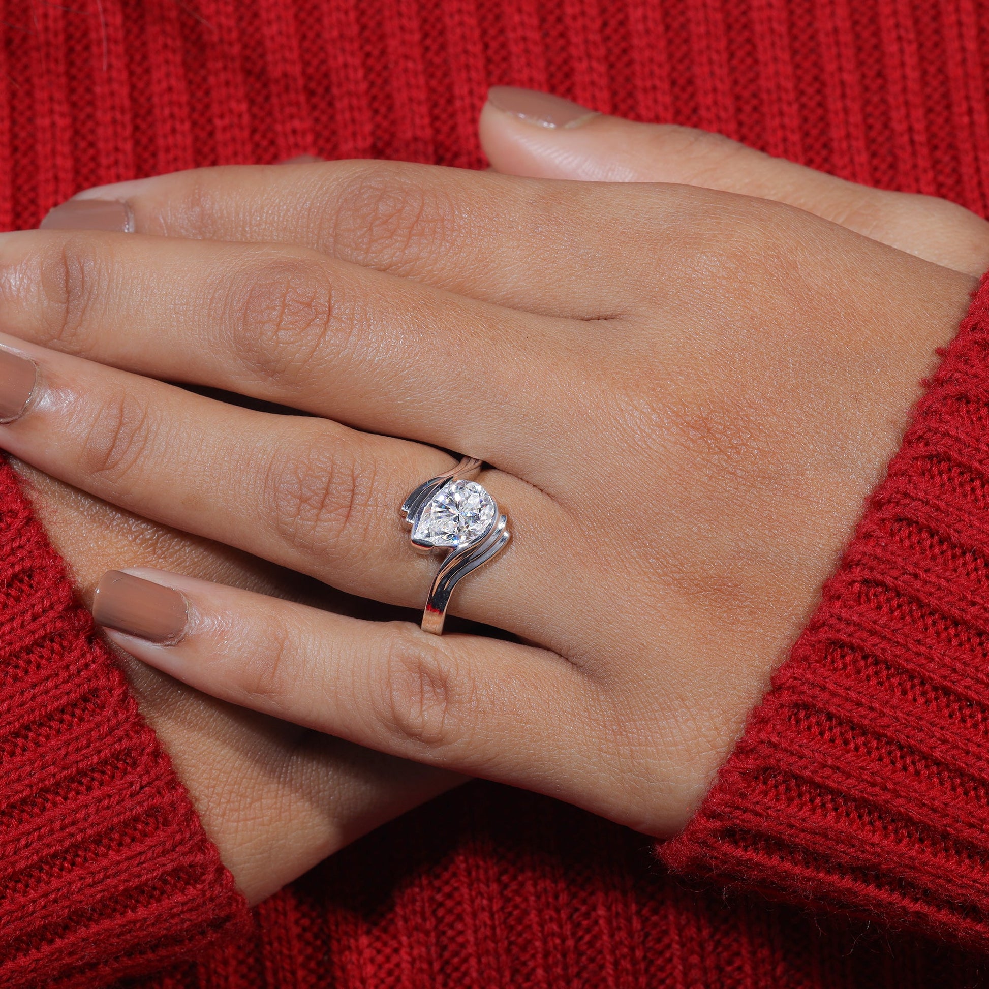 Pear Cut Moissanite Engagement Ring