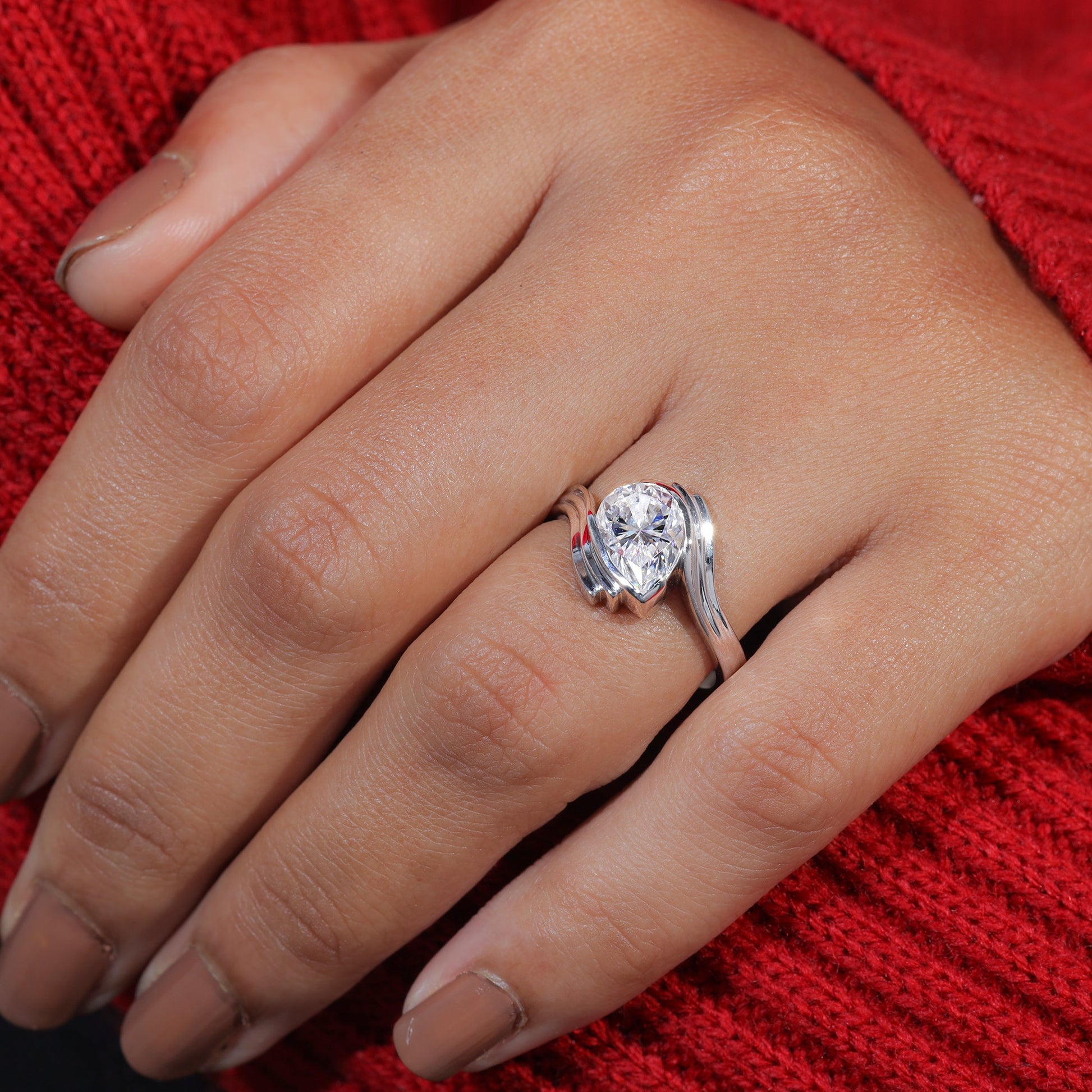 Pear Cut Moissanite Engagement Ring