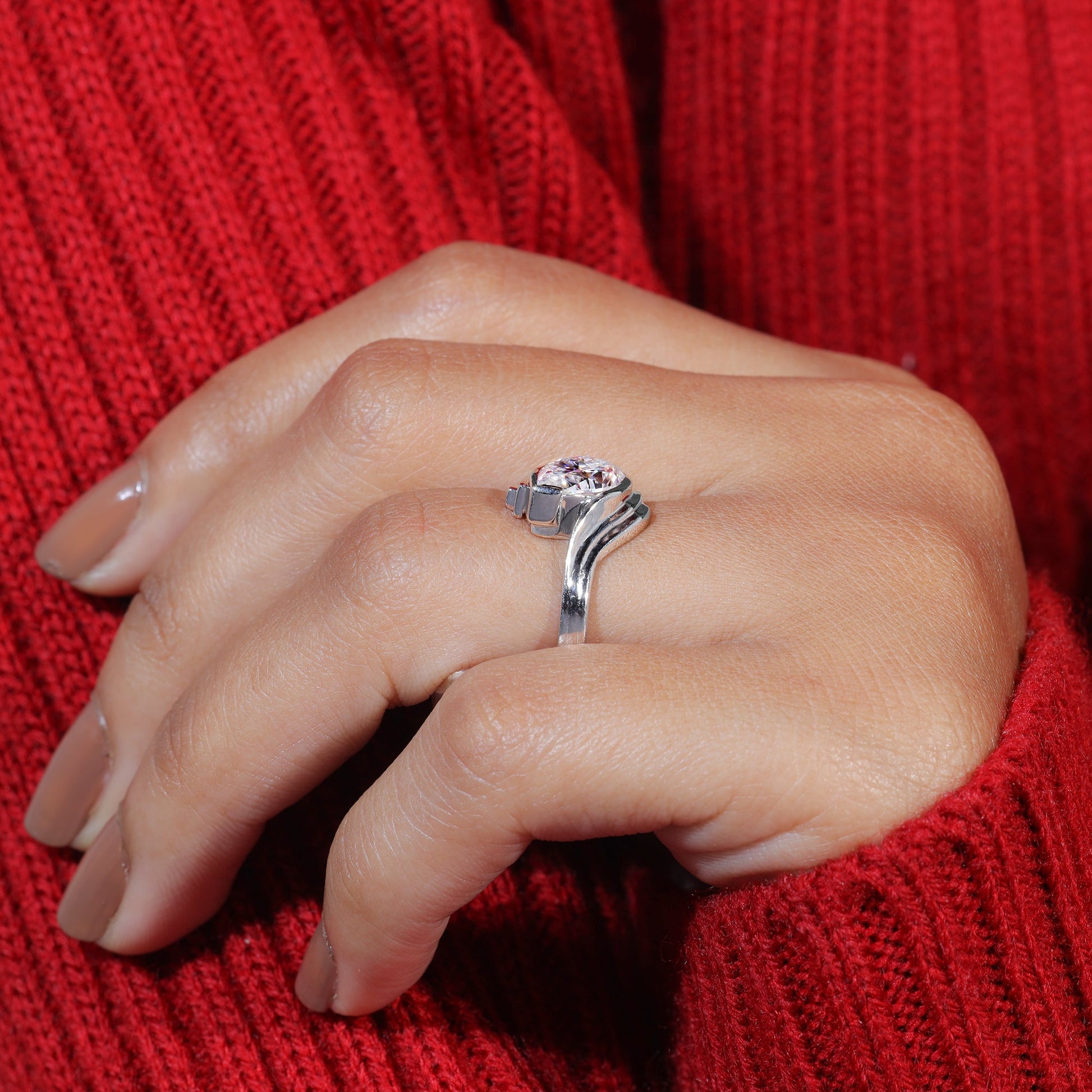Pear Cut Moissanite Engagement Ring