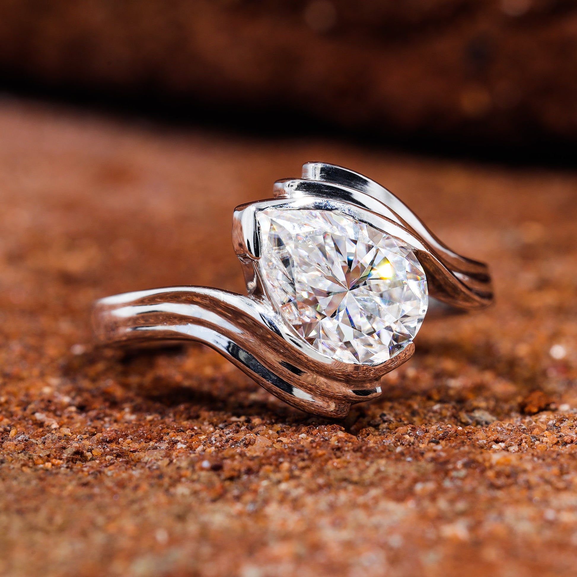 Pear Cut Moissanite Engagement Ring
