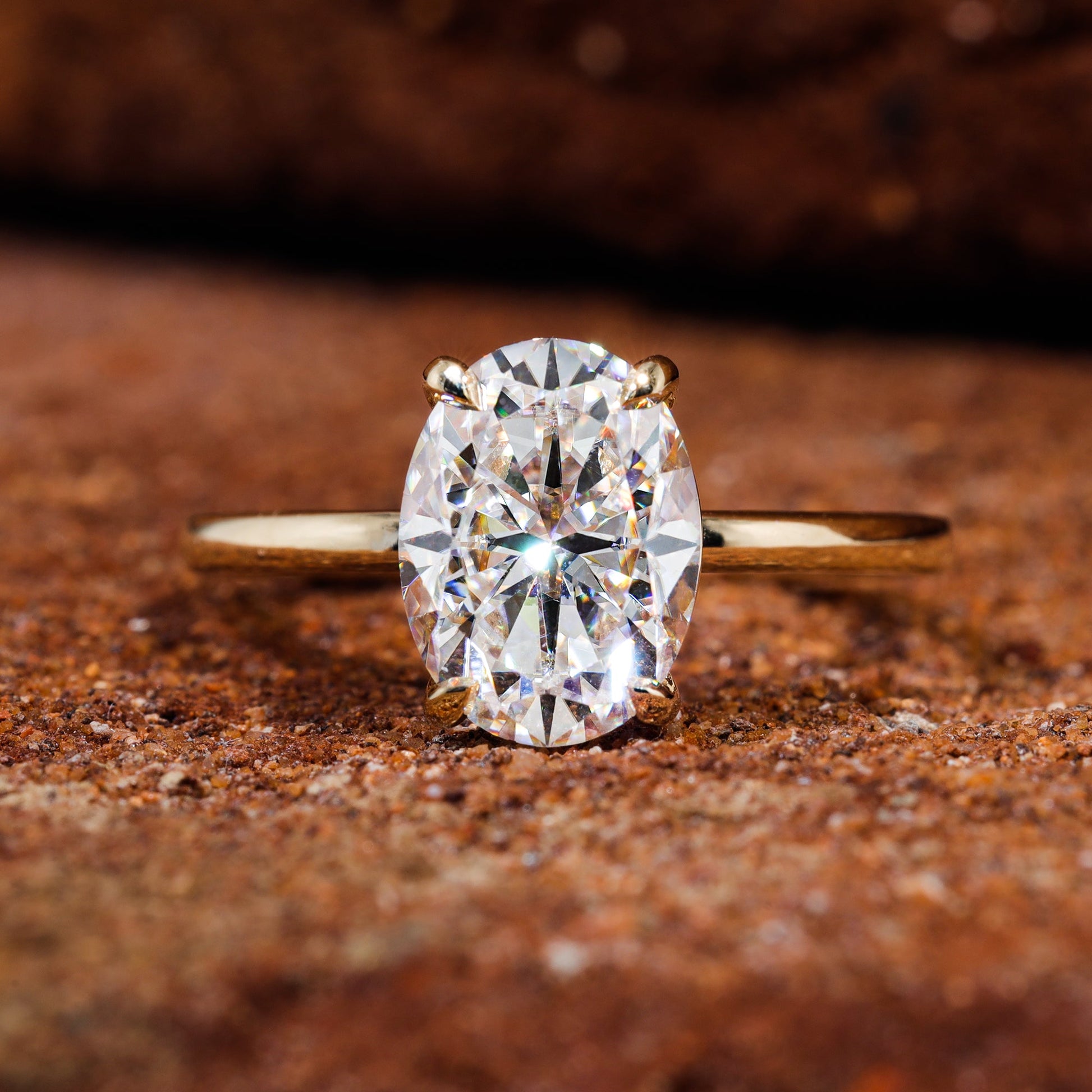 Oval Cut Moissanite Petite Classic Engagement Ring