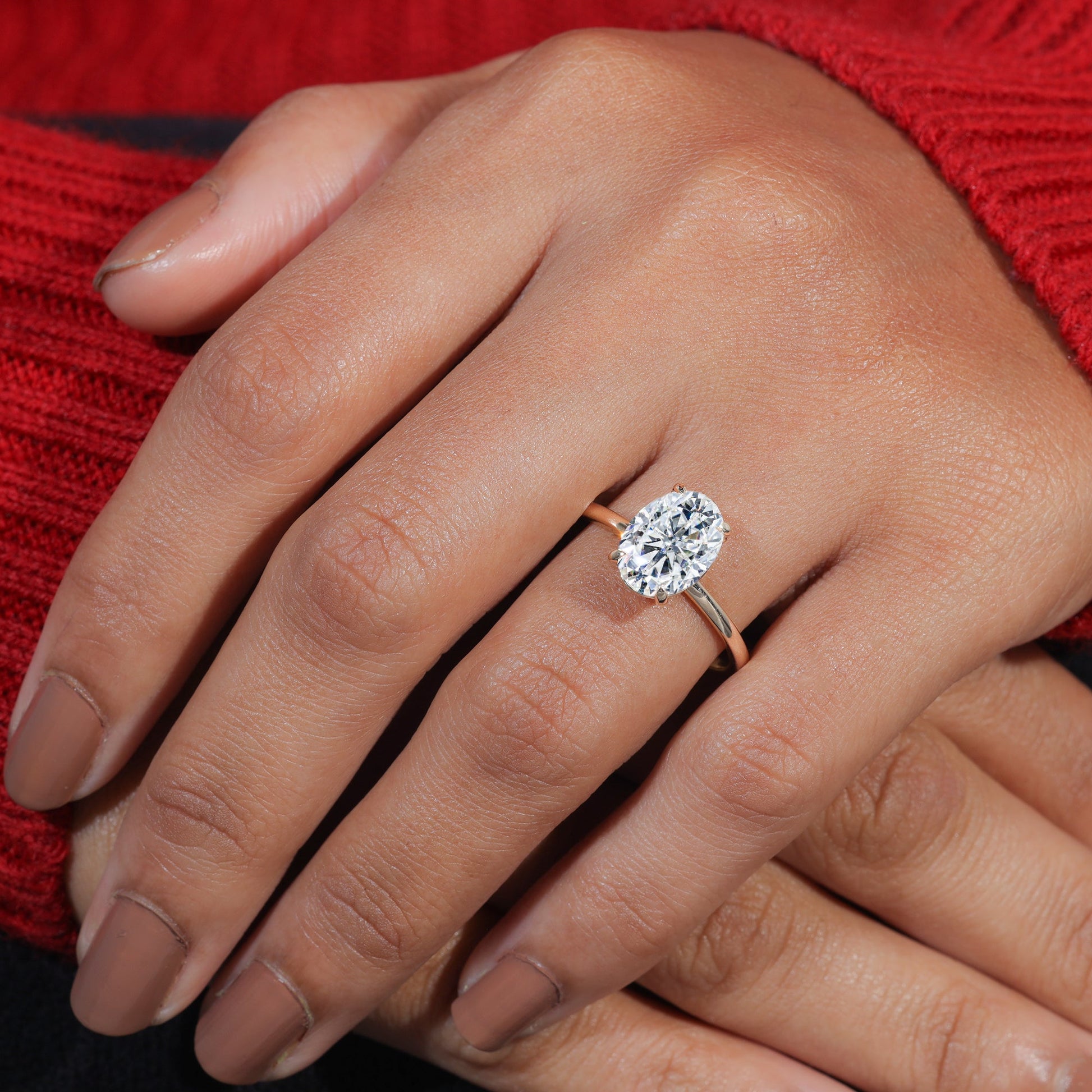Oval Cut Moissanite Petite Classic Engagement Ring
