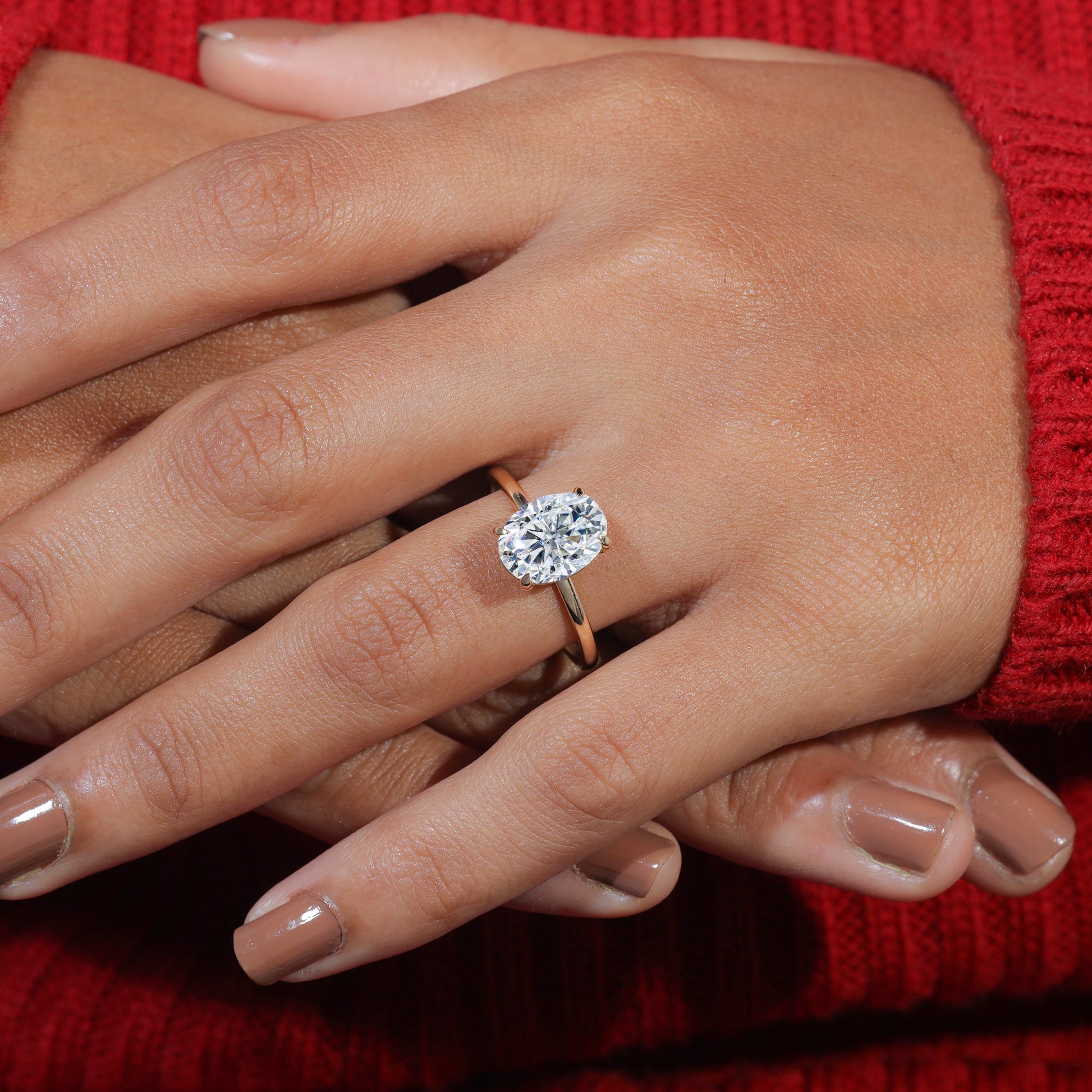Oval Cut Moissanite Petite Classic Engagement Ring