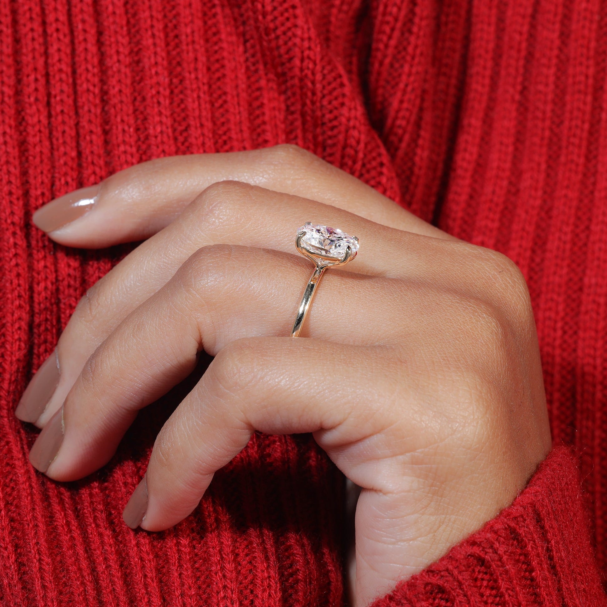 Oval Cut Moissanite Petite Classic Engagement Ring