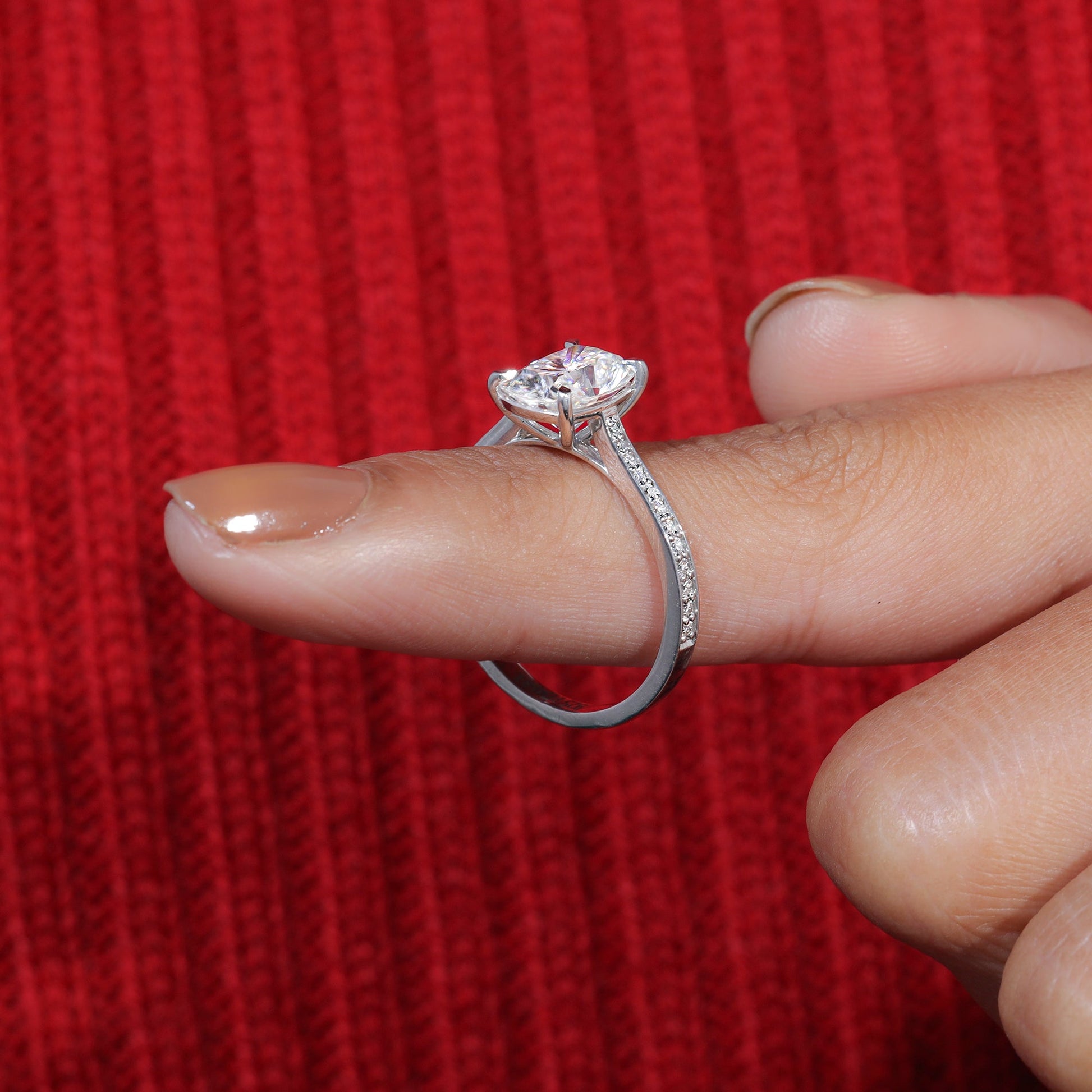 Elongated Cushion Cut Moissanite Channel Set Engagement Ring