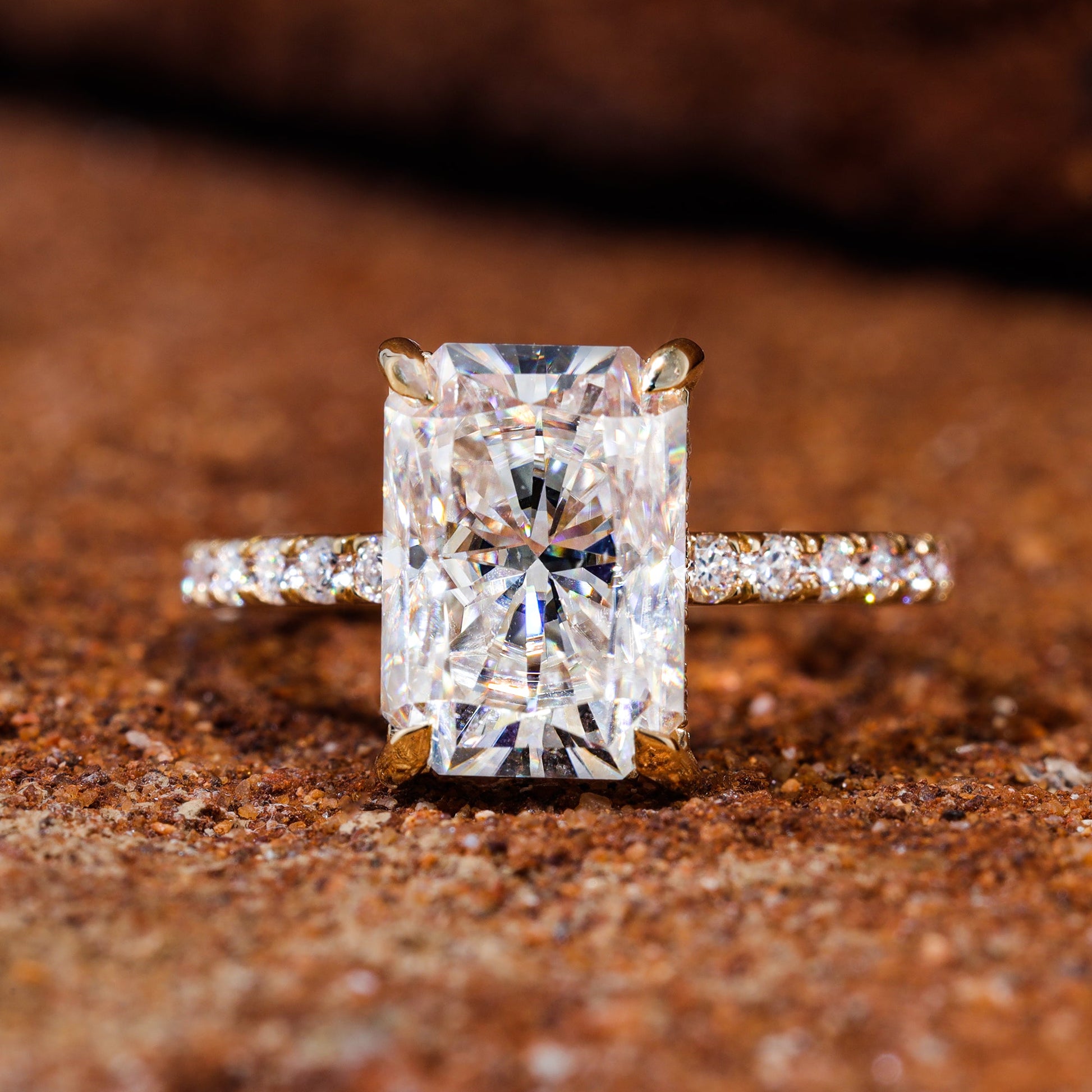 Radiant Cut Moissanite Wedding Engagement Ring