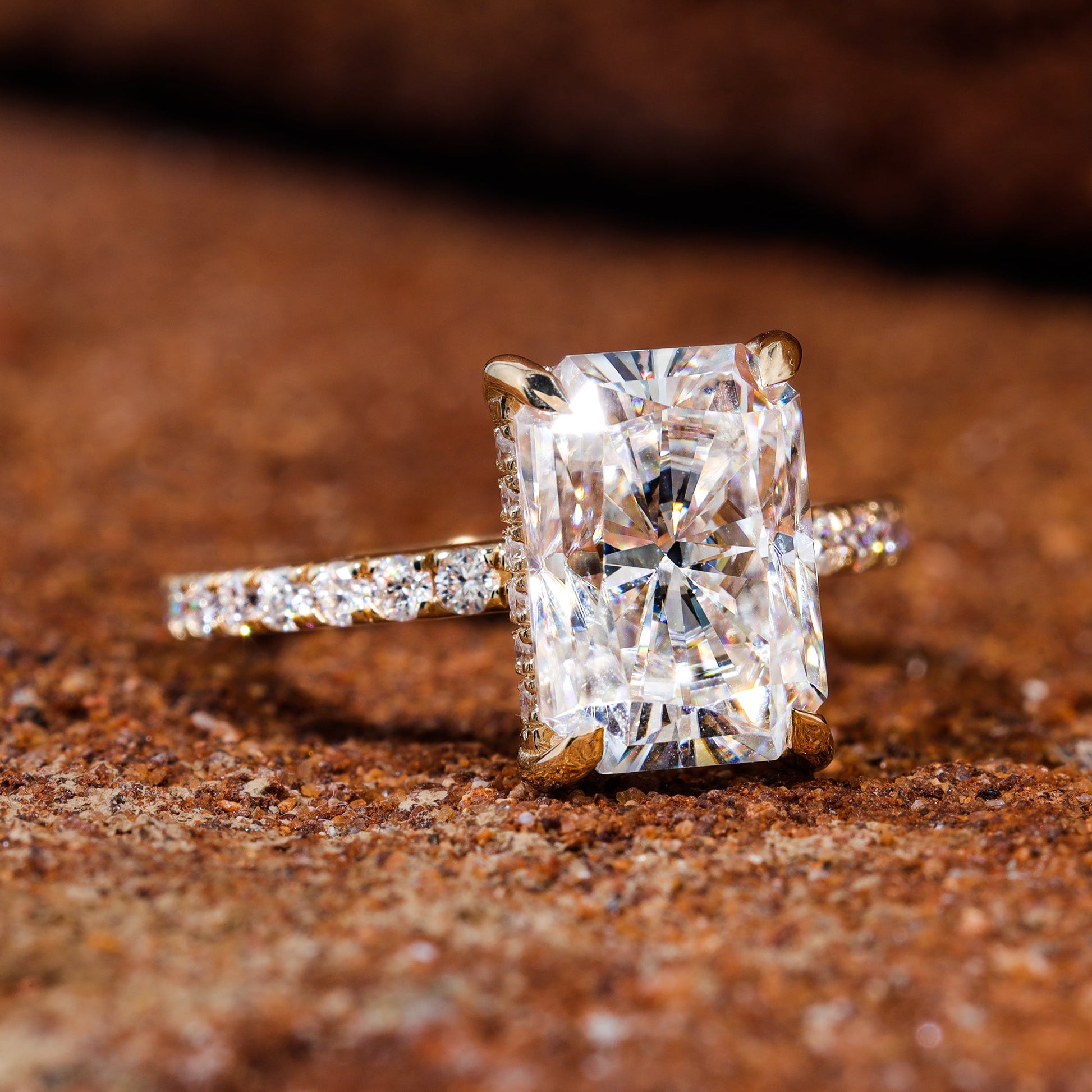 Radiant Cut Moissanite Wedding Engagement Ring