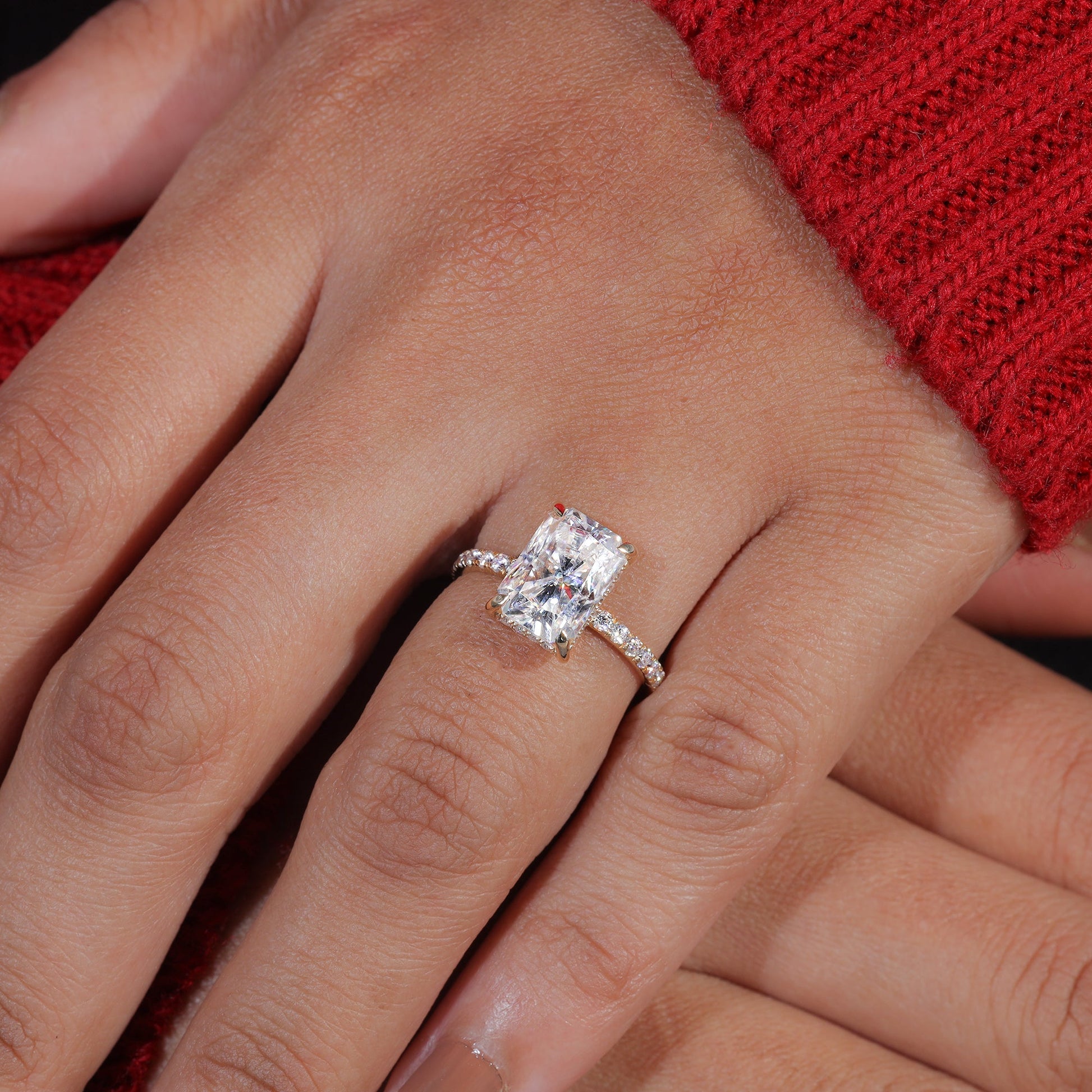 Radiant Cut Moissanite Wedding Engagement Ring