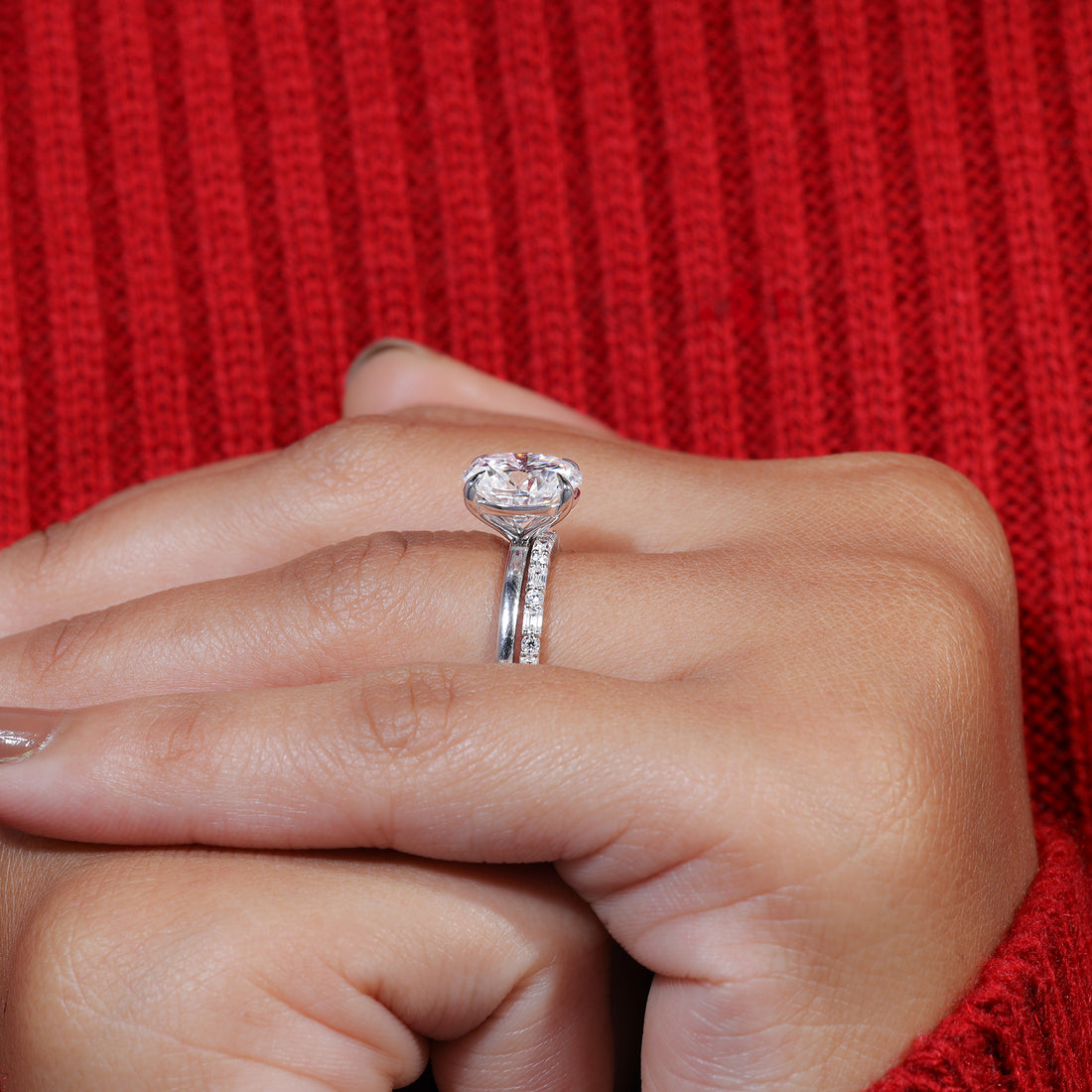 Oval Cut Moissanite Vintage Style Wedding Ring Set