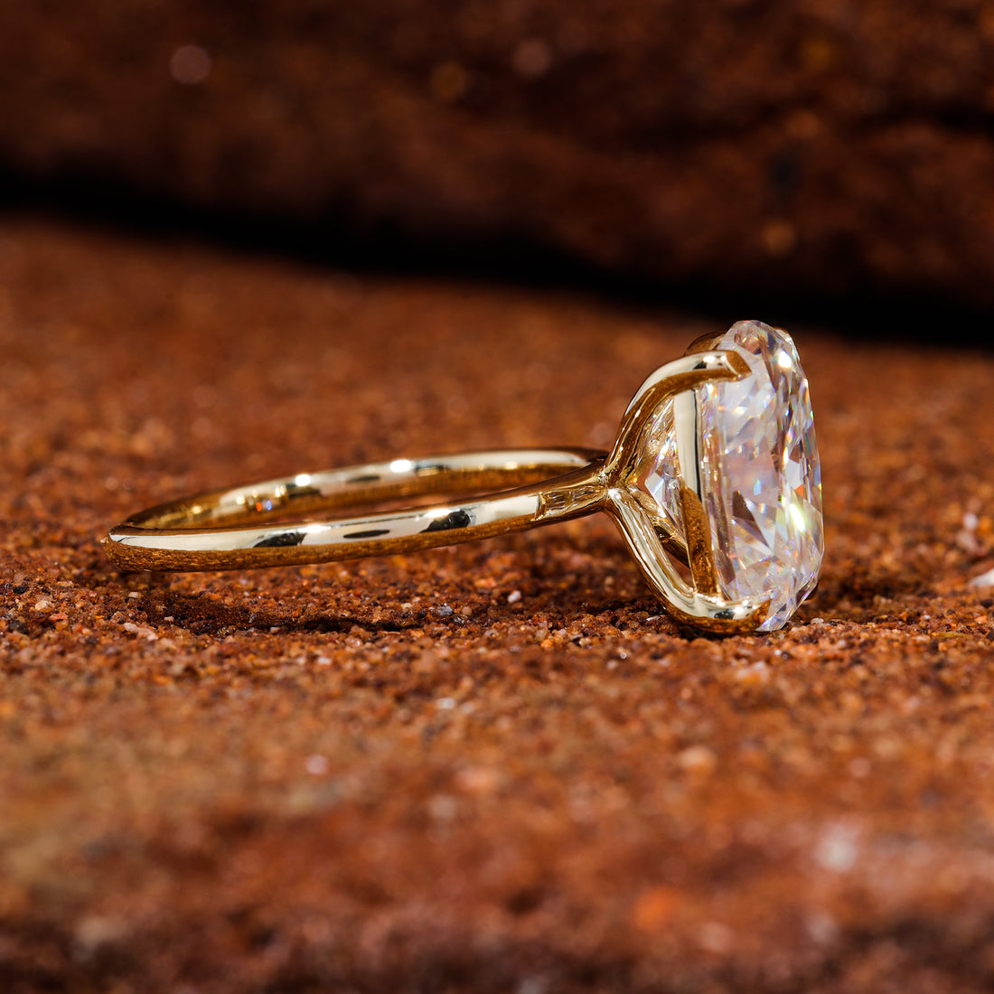 Elongated Cushion Cut Moissanite Wedding Ring