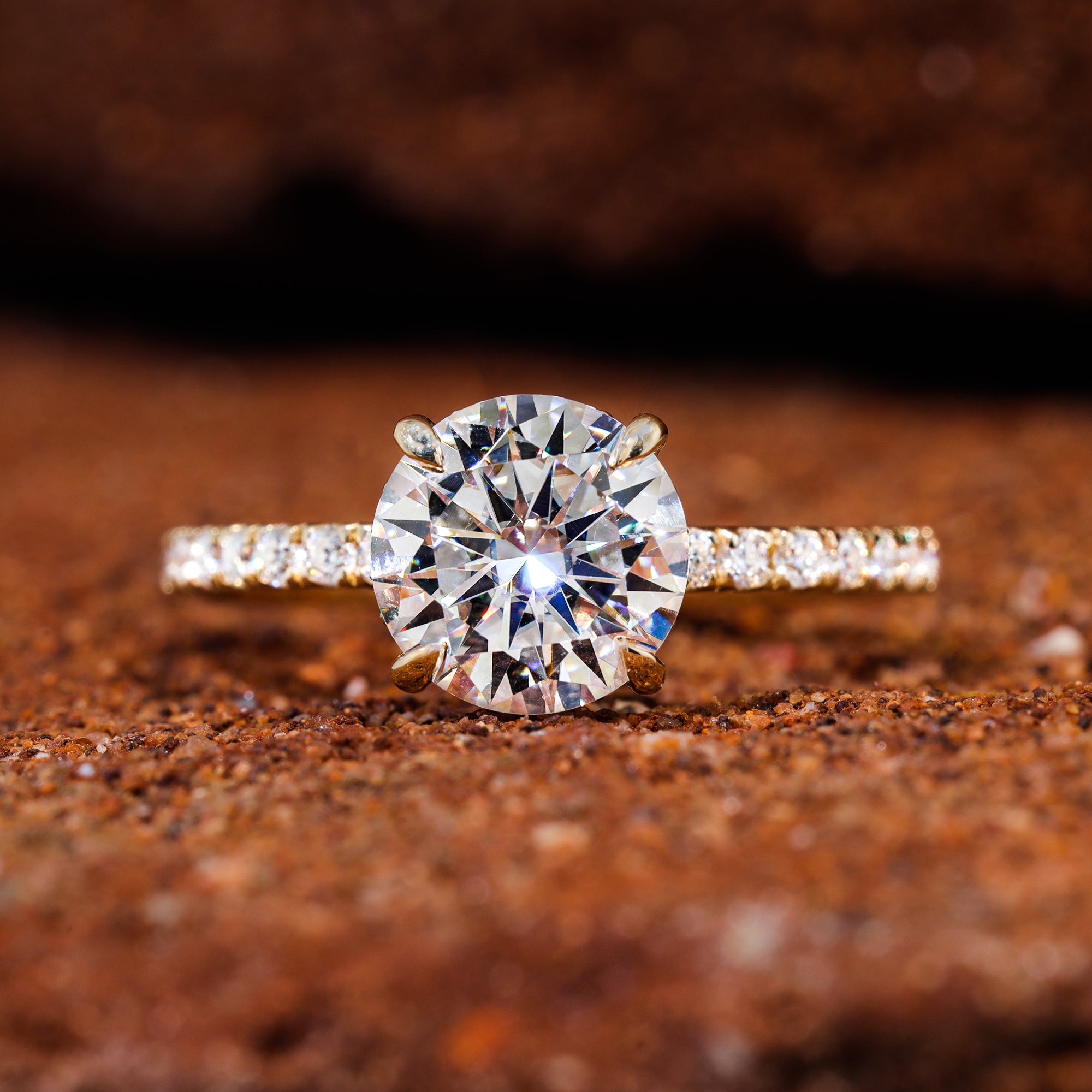 Hidden Halo Set Round Cut Moissanite Engagement Ring