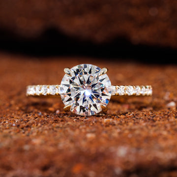 Hidden Halo Set Round Cut Moissanite Engagement Ring