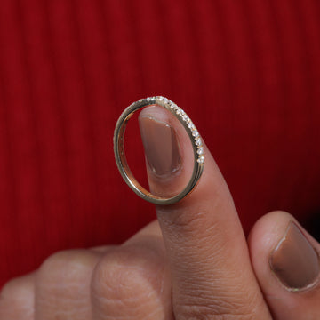 V Shape Round Moissanite Set Stacking Wedding Band