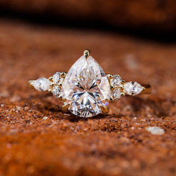 Teardrop Pear Cut Moissanite Dainty Engagement Ring