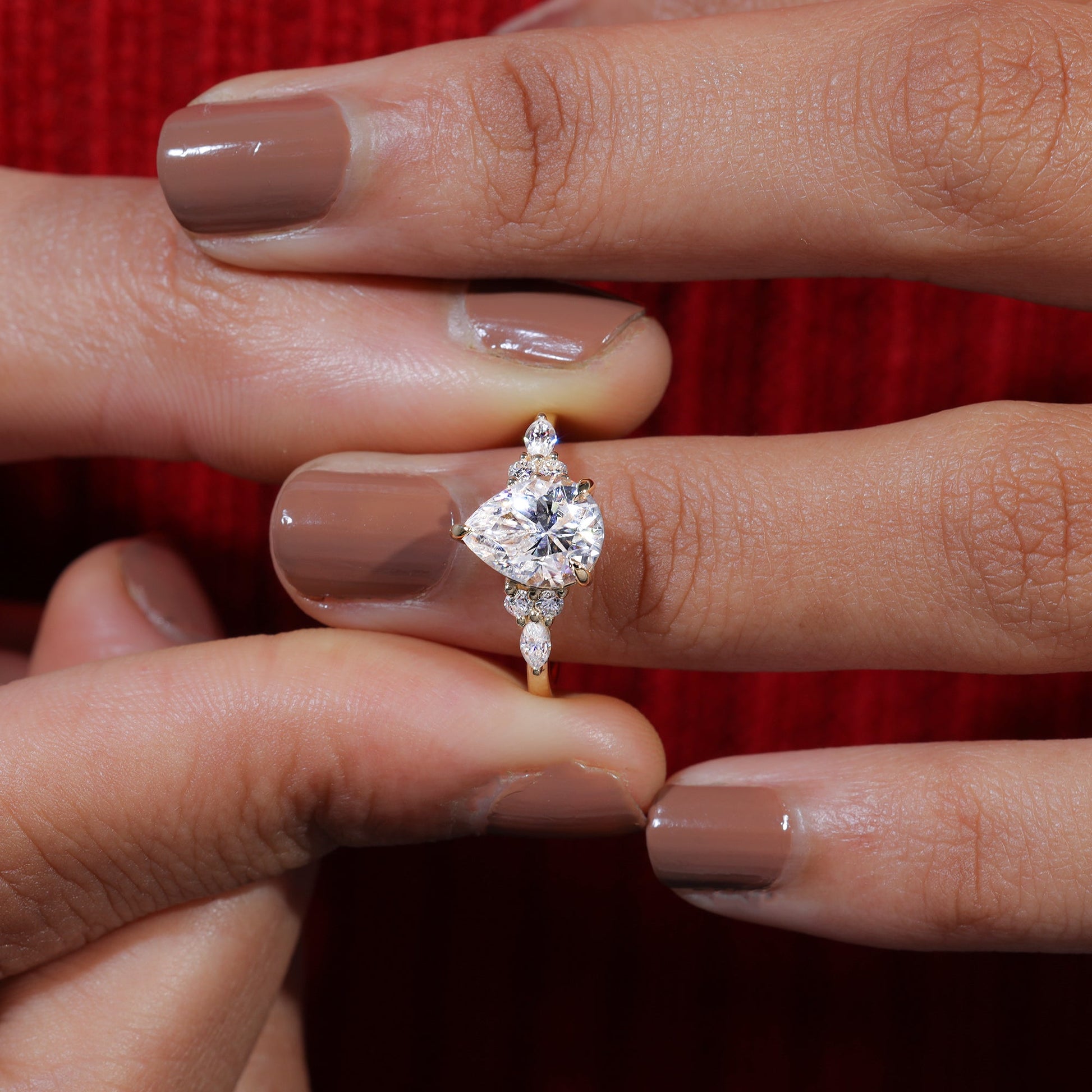 Teardrop Pear Cut Moissanite Dainty Engagement Ring