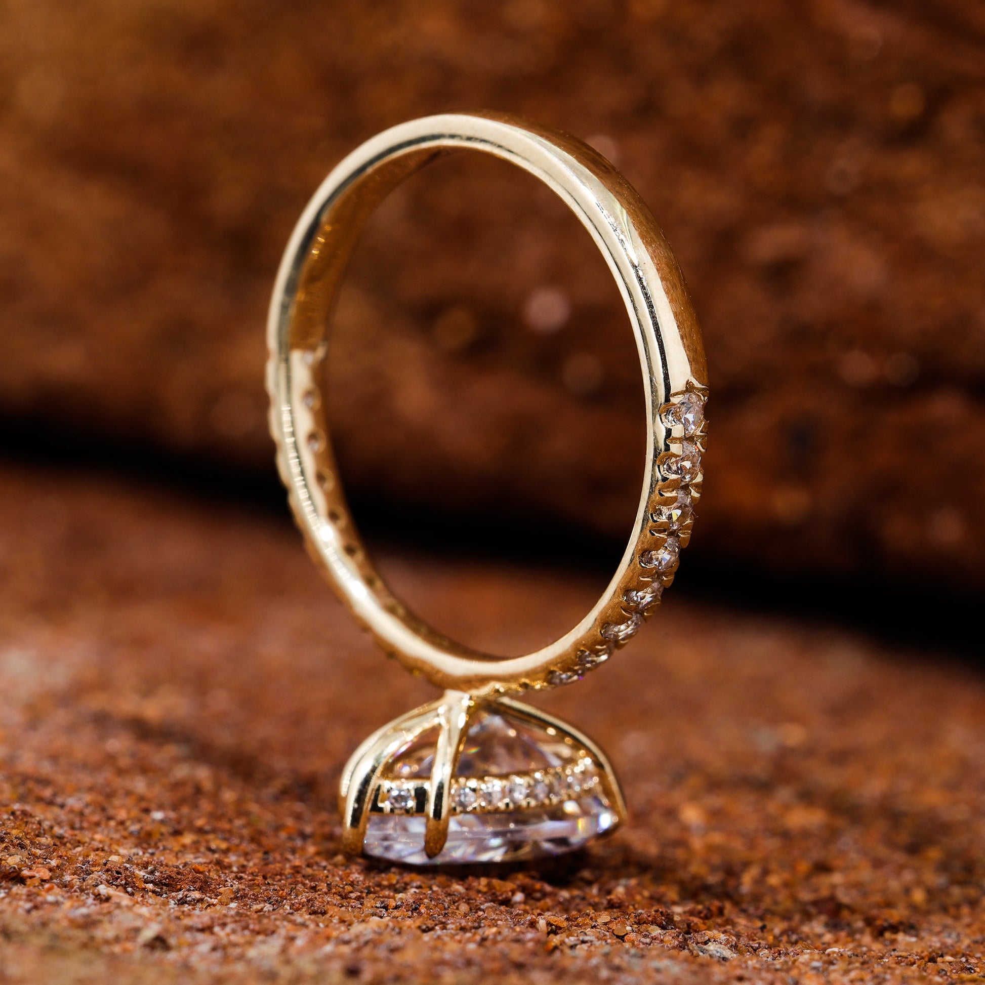 Pear Shape Moissanite Pave Setting Engagement Ring