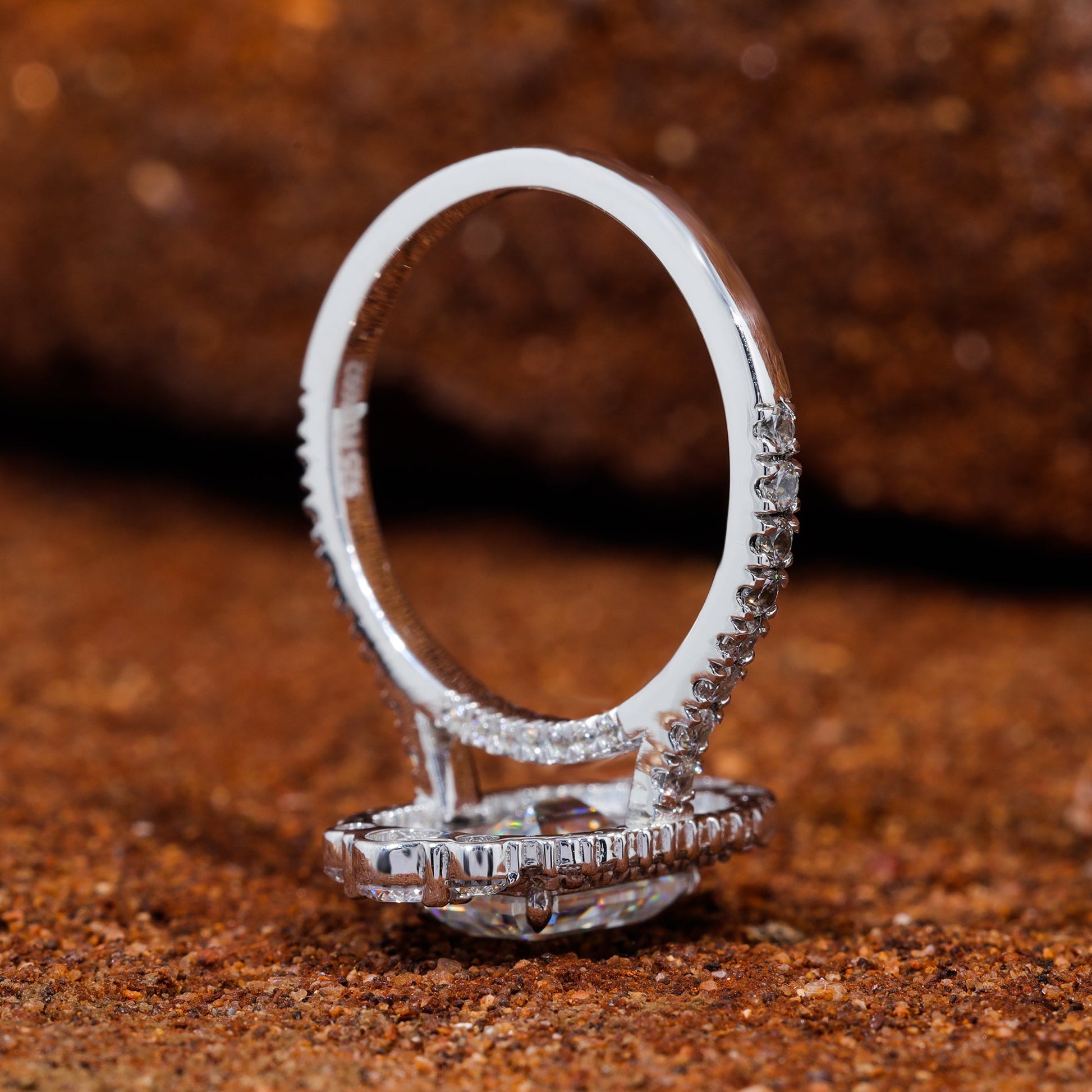Emerald Cut Moissanite Double Halo Set Engagement Ring