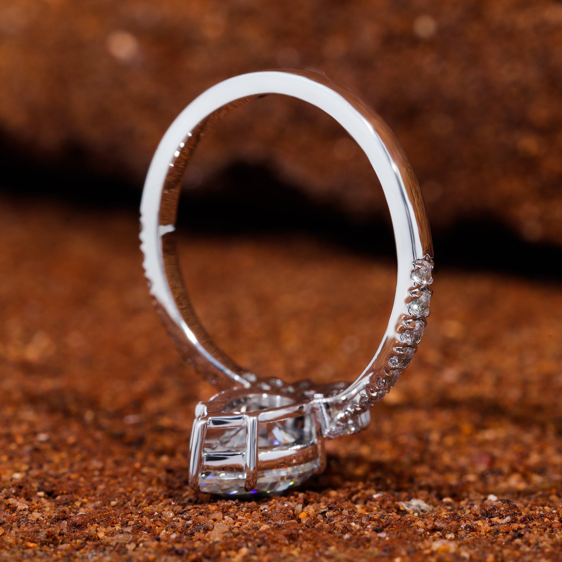 Pear Cut Moissanite Chevron Pave Engagement Ring