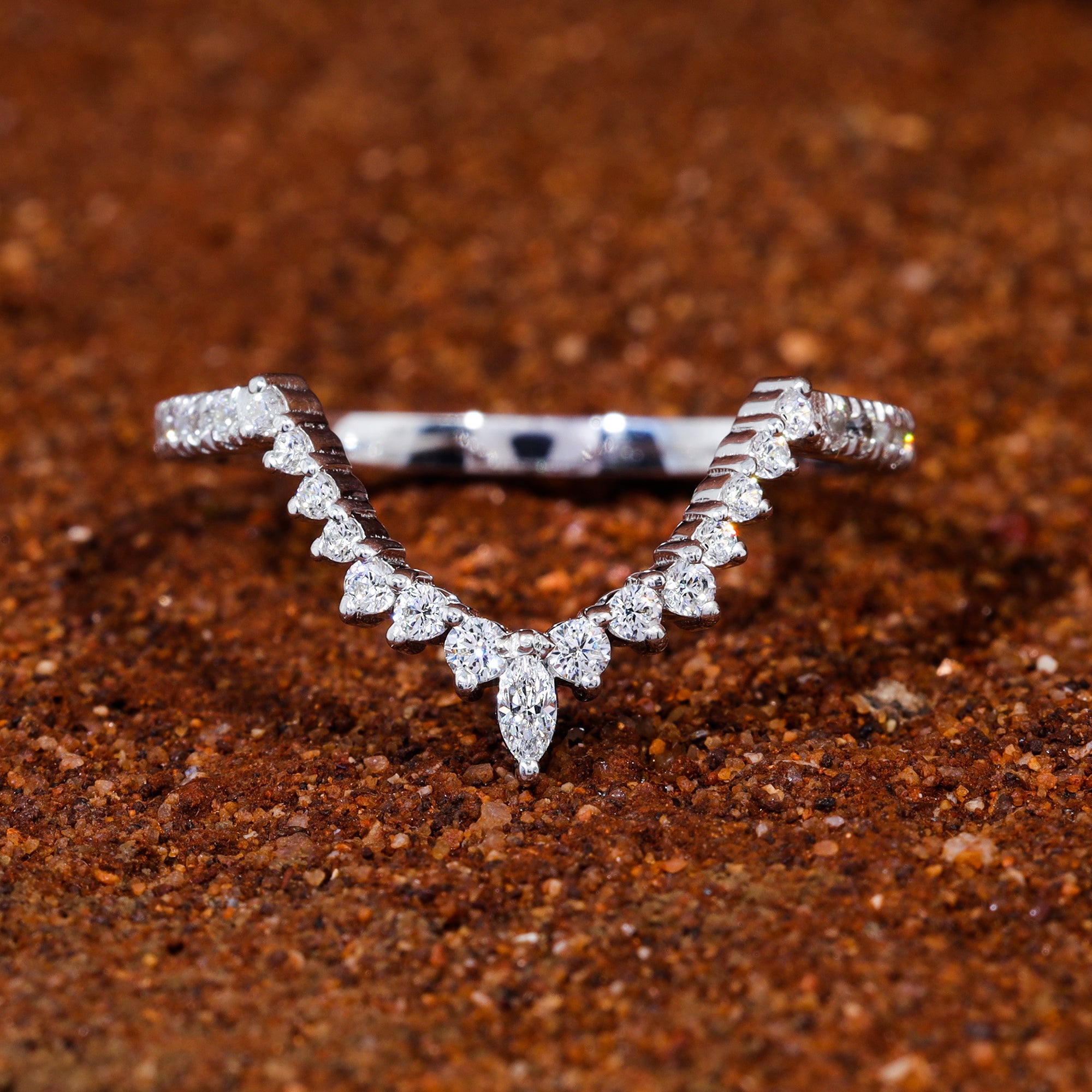 Moissanite Set Curved Matching Wedding Band